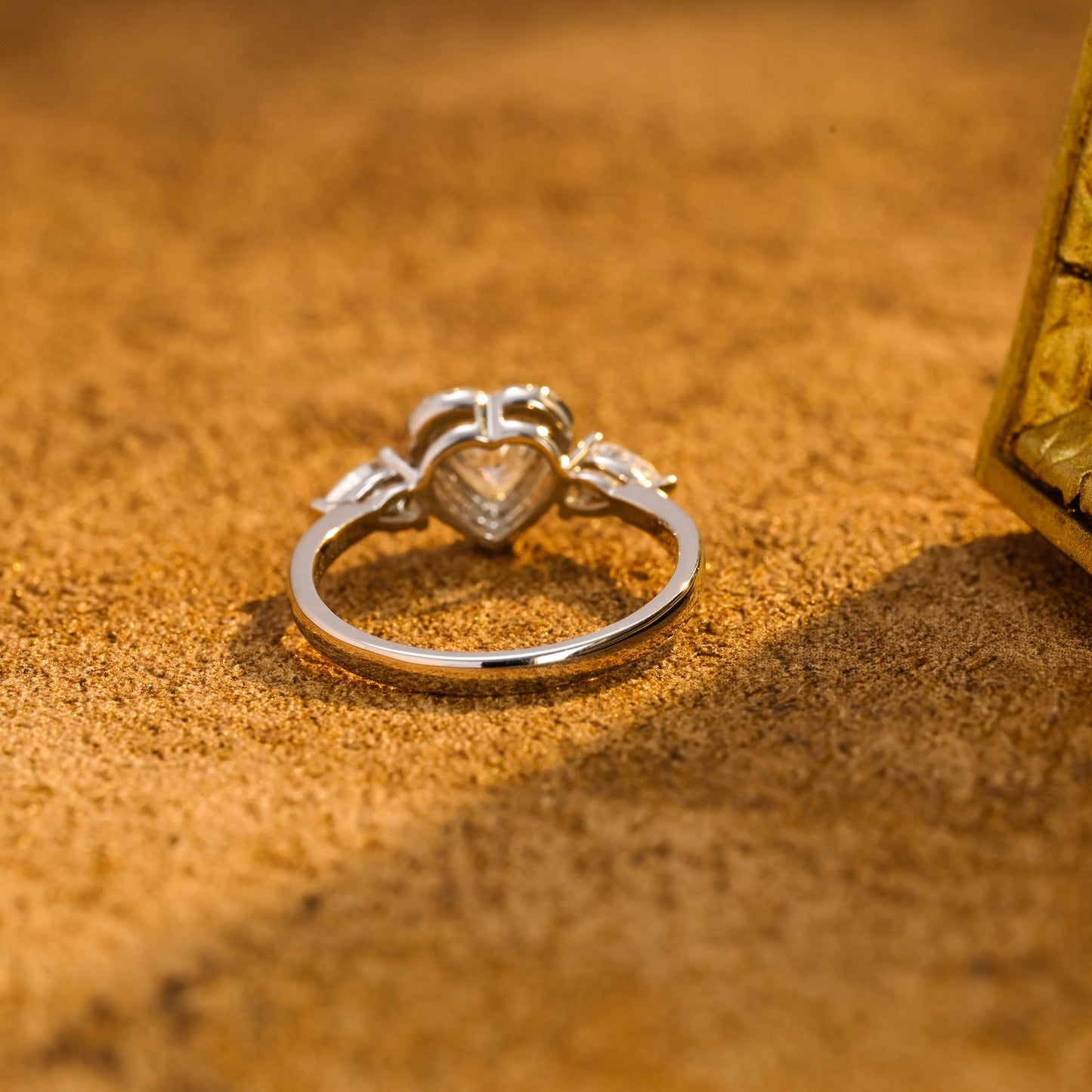 CausYou heart cut diamond engagement ring CausYou Solid Gold D/VS1 Heart Cut Lab Grown Diamond Engagement Ring, Three Stone Halo Wedding Ring