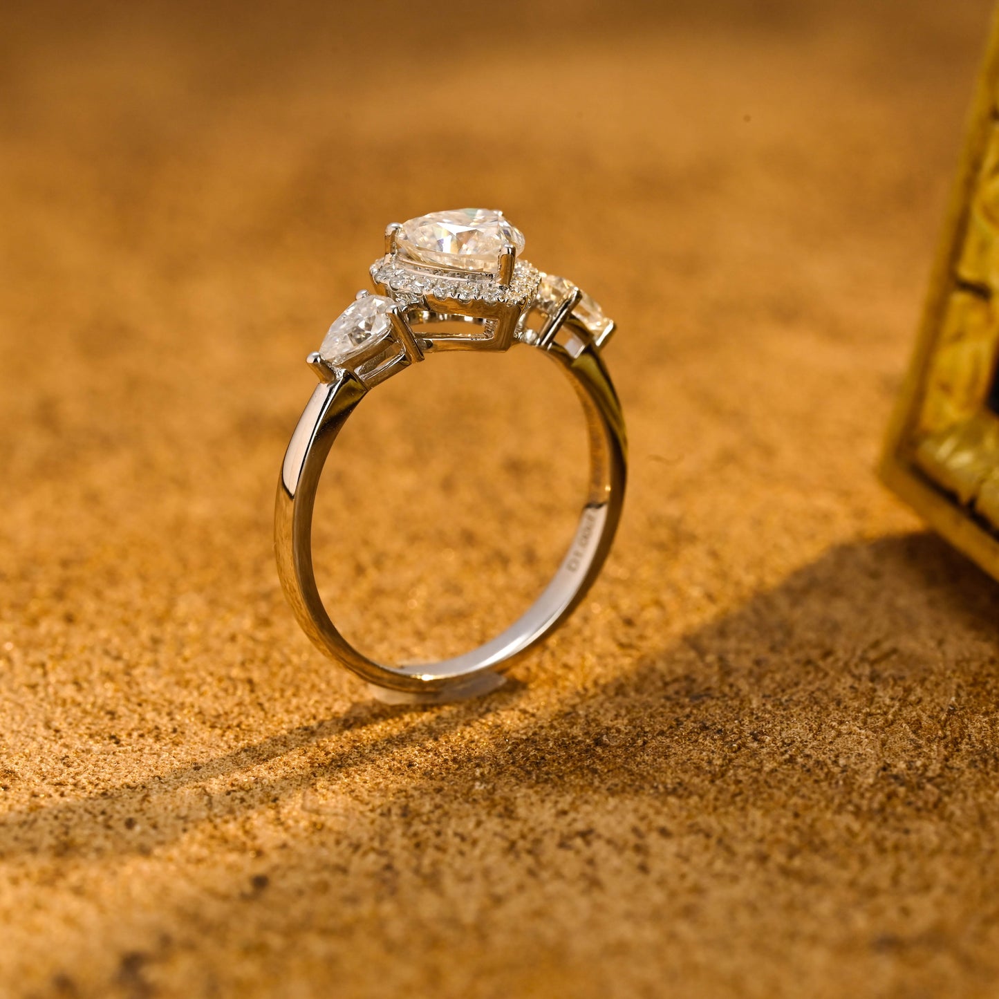 CausYou heart cut diamond engagement ring CausYou Solid Gold D/VS1 Heart Cut Lab Grown Diamond Engagement Ring, Three Stone Halo Wedding Ring