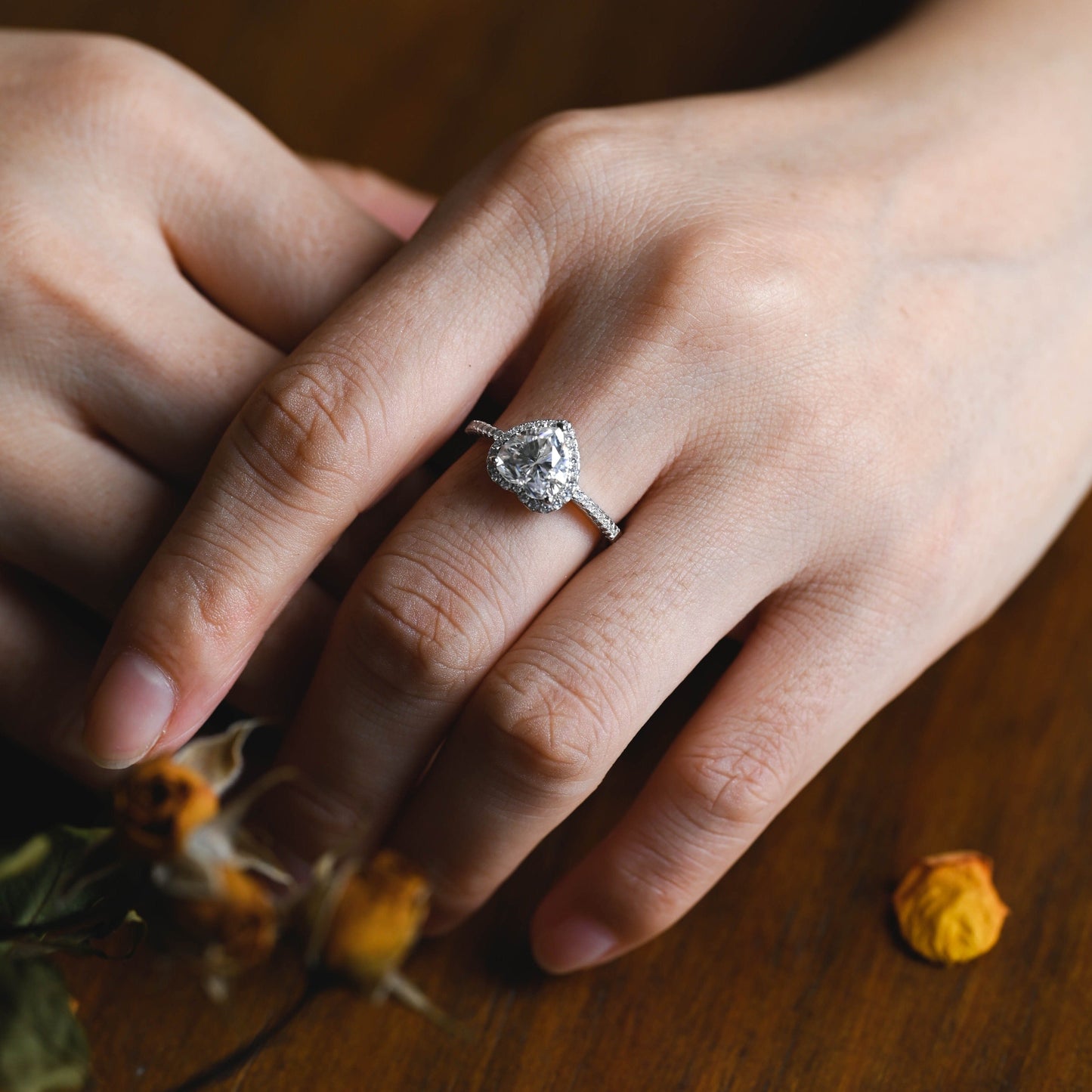 CausYou Heart cut moissanite engagement ring CausYou Solid Gold Heart Cut Moissanite Engagement Ring, Paved Promise Ring, Proposal Ring, Gift for Woman