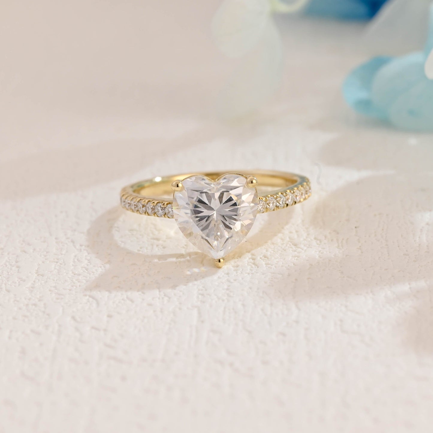 CausYou Heart cut moissanite engagement ring CausYou Solid Gold Heart Cut Moissanite Engagement Ring, Paved Promise Ring, Proposal Ring Wedding Ring for Women