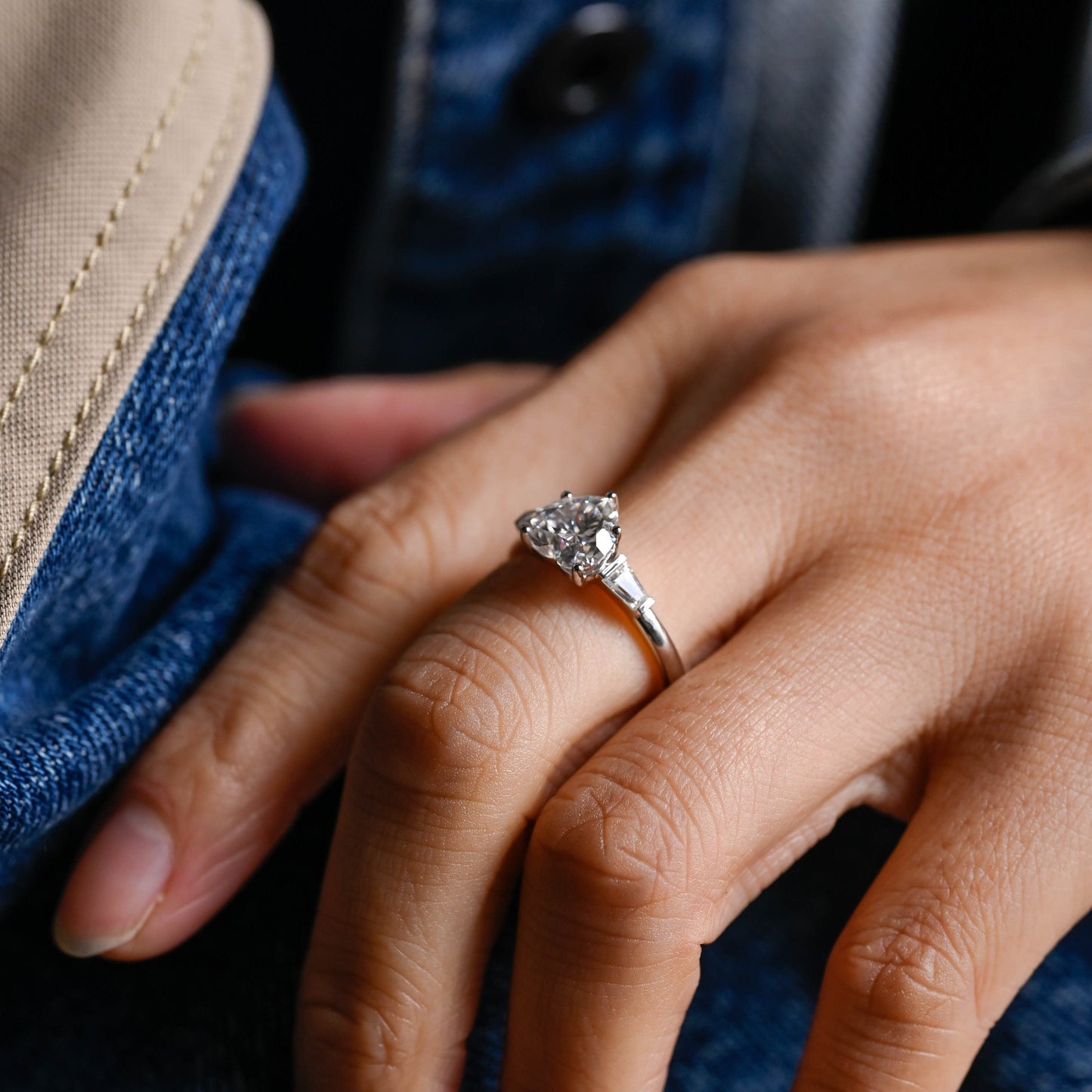 CausYou Heart cut moissanite engagement ring CausYou Solid Gold Three Stone Heart Cut Moissanite Engagement Ring, Wedding Ring Promise Proposal Ring for Women Wife