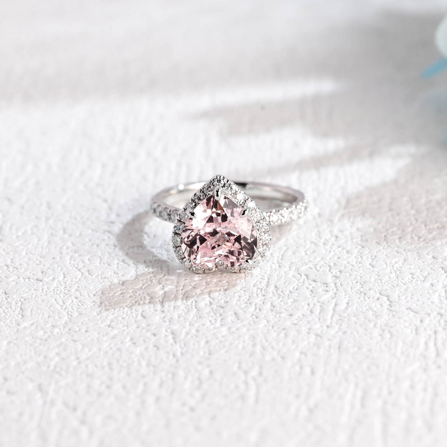 CausYou Heart cut moissanite engagement ring Solid Gold Heart Cut Light Pink Moissanite Engagement Ring, Promise Ring, Gift for Women Wife