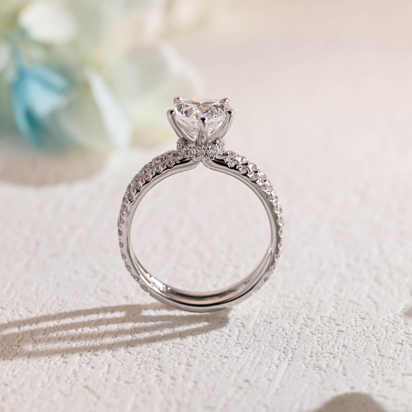 CausYou Heart cut moissanite engagement ring Solid Gold Heart Cut Moissanite Engagement Ring, Double Shank Promise Ring, Proposal Ring, Gift for Woman, Wife
