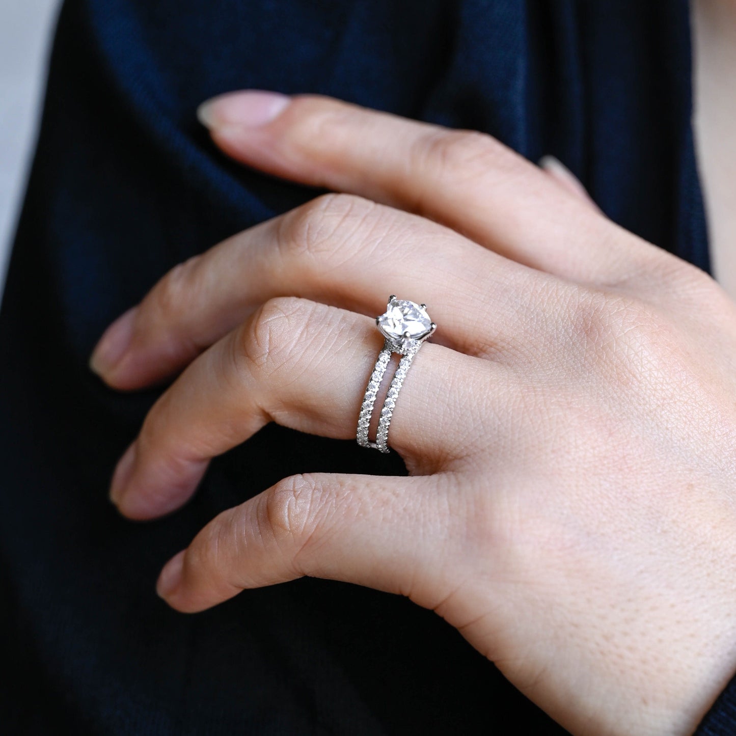 CausYou Heart cut moissanite engagement ring Solid Gold Heart Cut Moissanite Engagement Ring, Double Shank Promise Ring, Proposal Ring, Gift for Woman, Wife