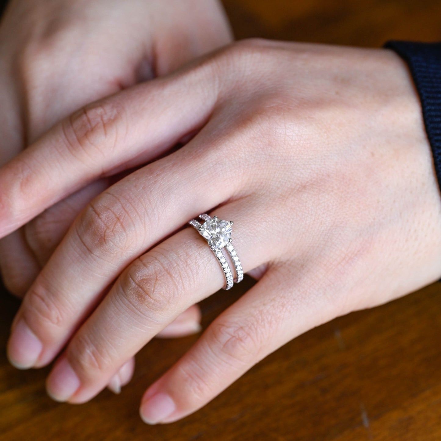 CausYou Heart cut moissanite engagement ring Solid Gold Heart Cut Moissanite Engagement Ring, Double Shank Promise Ring, Proposal Ring, Gift for Woman, Wife