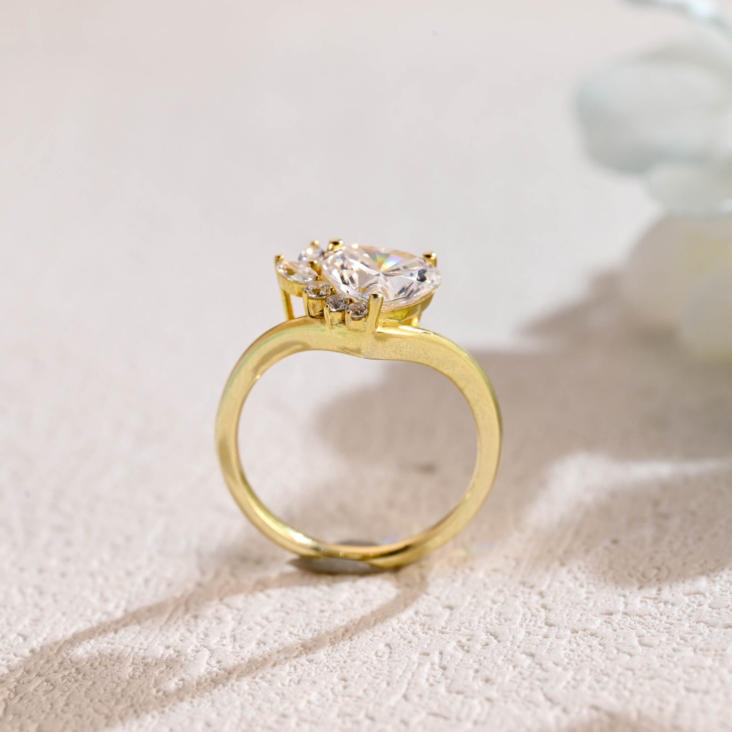 CausYou Heart cut moissanite engagement ring Solid Gold Heart Cut Moissanite Engagement Ring, Floral Wedding Ring, Promise Ring for Women