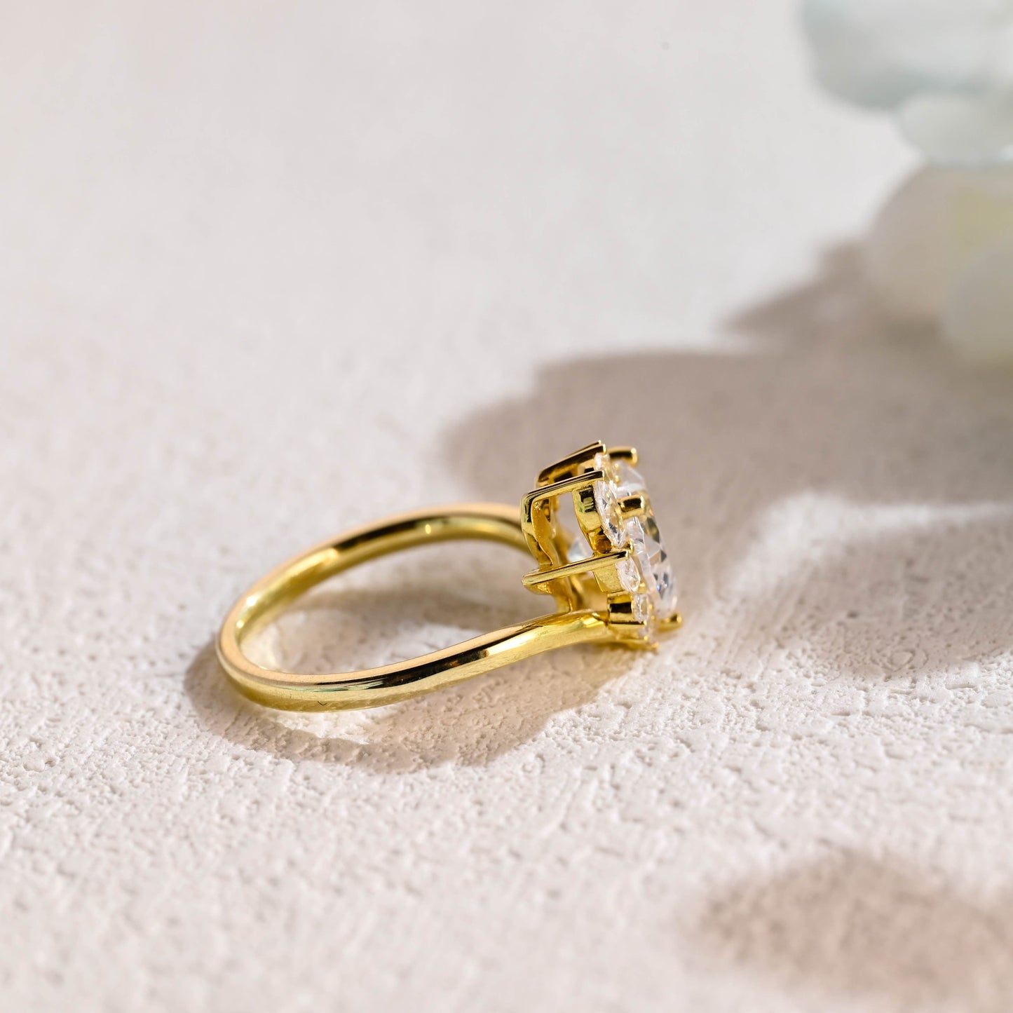 CausYou Heart cut moissanite engagement ring Solid Gold Heart Cut Moissanite Engagement Ring, Floral Wedding Ring, Promise Ring for Women