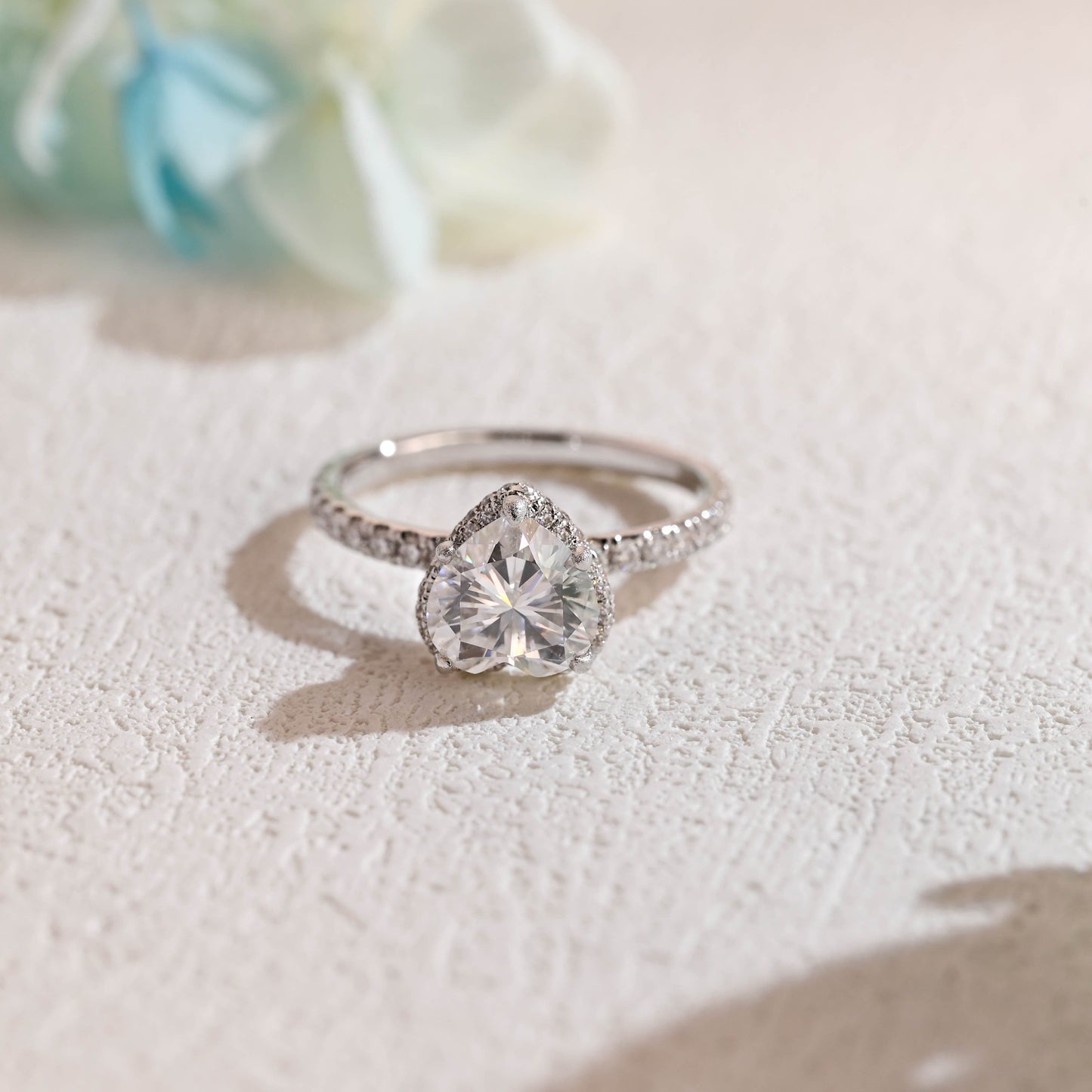 CausYou Heart cut moissanite engagement ring Solid Gold Heart Cut Moissanite Engagement Ring, Paved Promise Ring, Proposal Ring, Gift for Woman, Wife