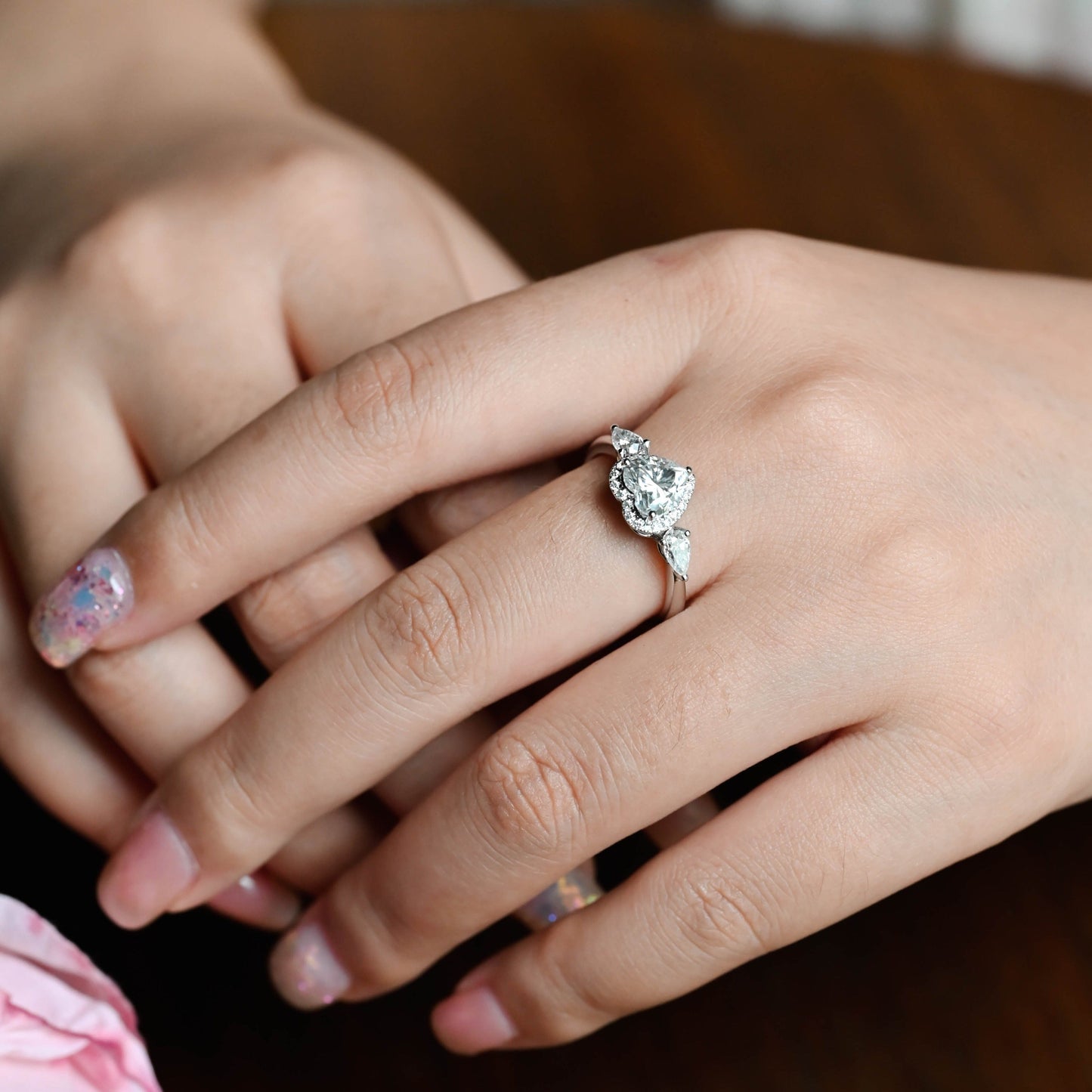 CausYou Heart cut moissanite engagement ring Solid Gold Heart Cut Moissanite Engagement Ring, Promise Ring, Proposal Ring, Gift for Women Wife