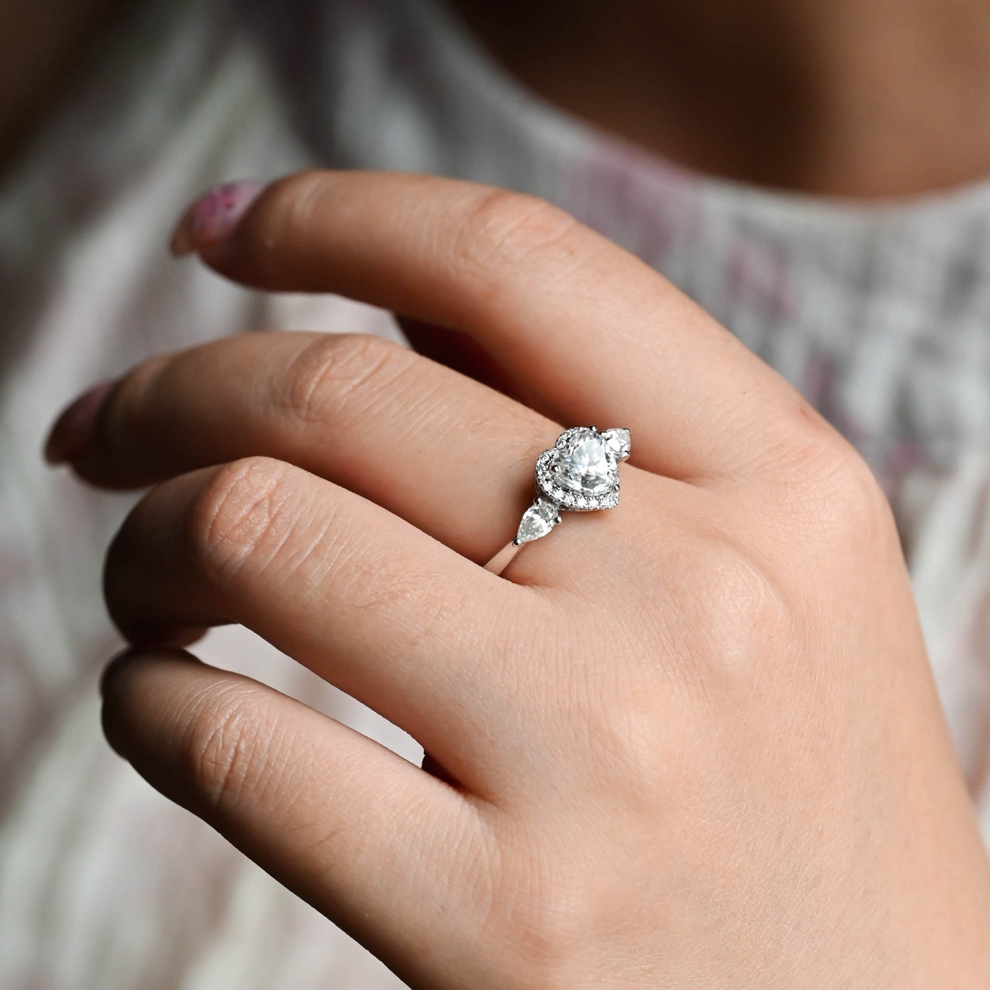 CausYou Heart cut moissanite engagement ring Solid Gold Heart Cut Moissanite Engagement Ring, Promise Ring, Proposal Ring, Gift for Women Wife