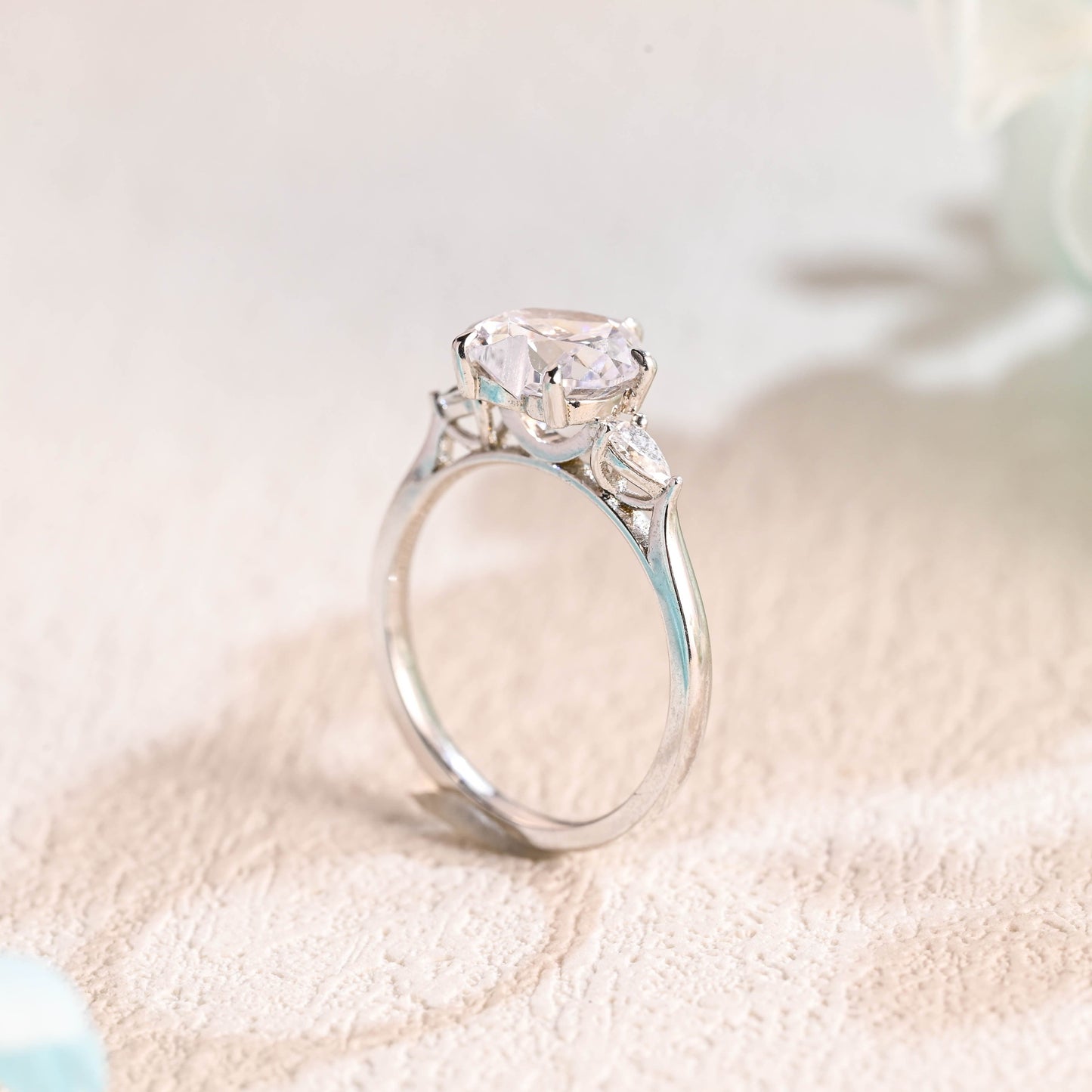 CausYou Heart cut moissanite engagement ring Solid Gold Heart Cut Moissanite Engagement Ring, Three Stone Promise Ring, Gift for Women Wife