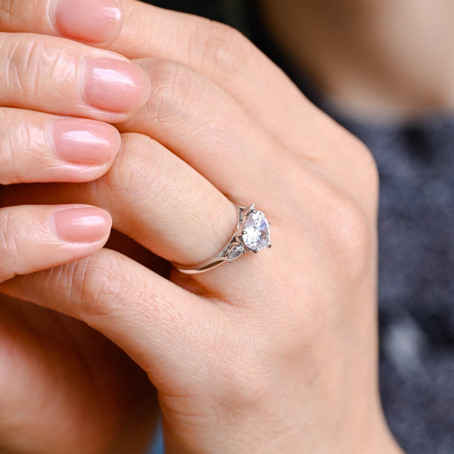 CausYou Heart cut moissanite engagement ring Solid Gold Heart Cut Moissanite Engagement Ring, Three Stone Promise Ring, Gift for Women Wife