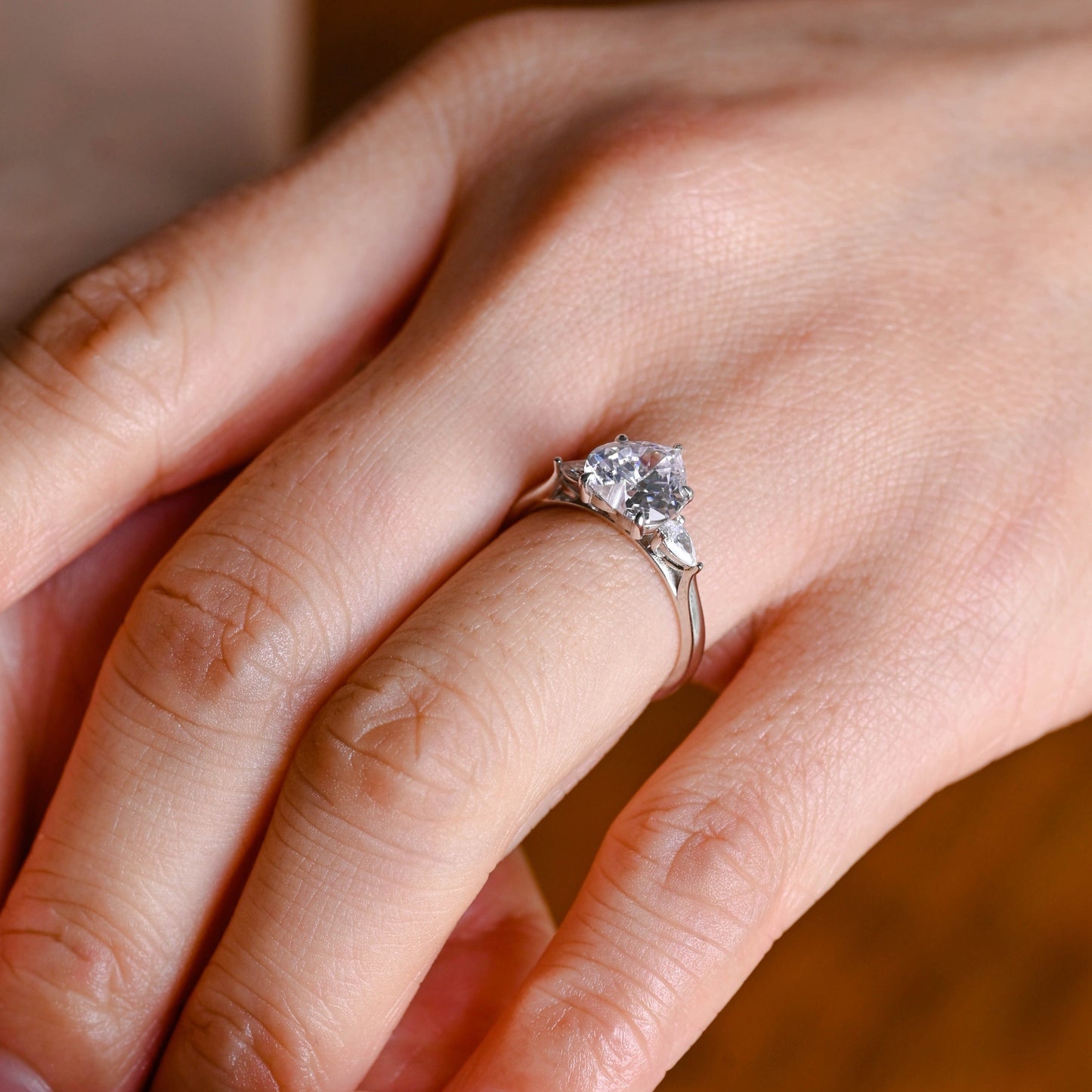 CausYou Heart cut moissanite engagement ring Solid Gold Heart Cut Moissanite Engagement Ring, Three Stone Promise Ring, Gift for Women Wife