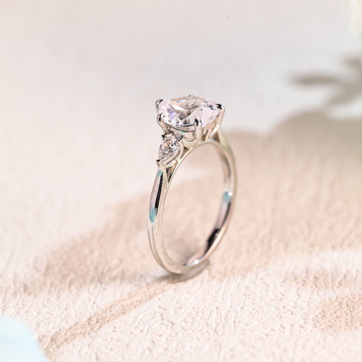 CausYou Heart cut moissanite engagement ring Solid Gold Heart Cut Moissanite Engagement Ring, Three Stone Promise Ring, Gift for Women Wife