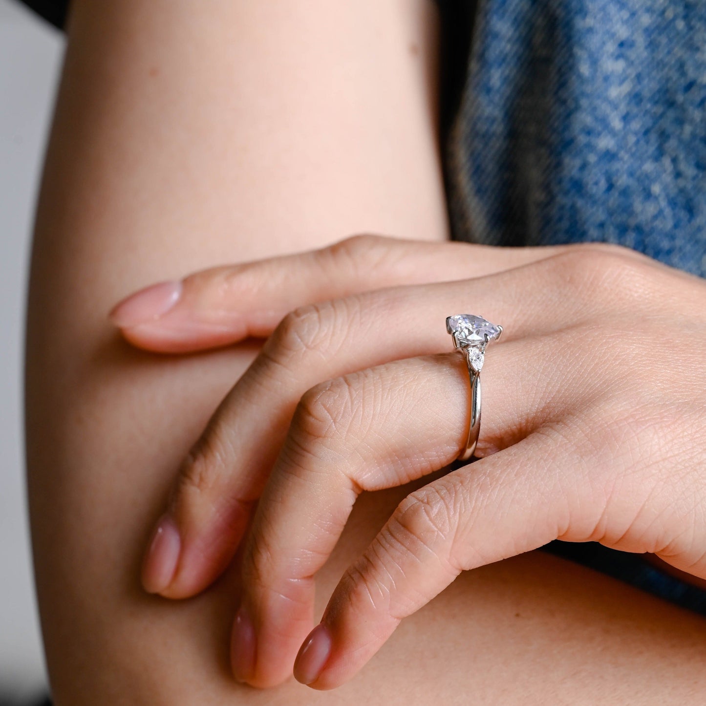 CausYou Heart cut moissanite engagement ring Solid Gold Heart Cut Moissanite Engagement Ring, Three Stone Promise Ring, Gift for Women Wife