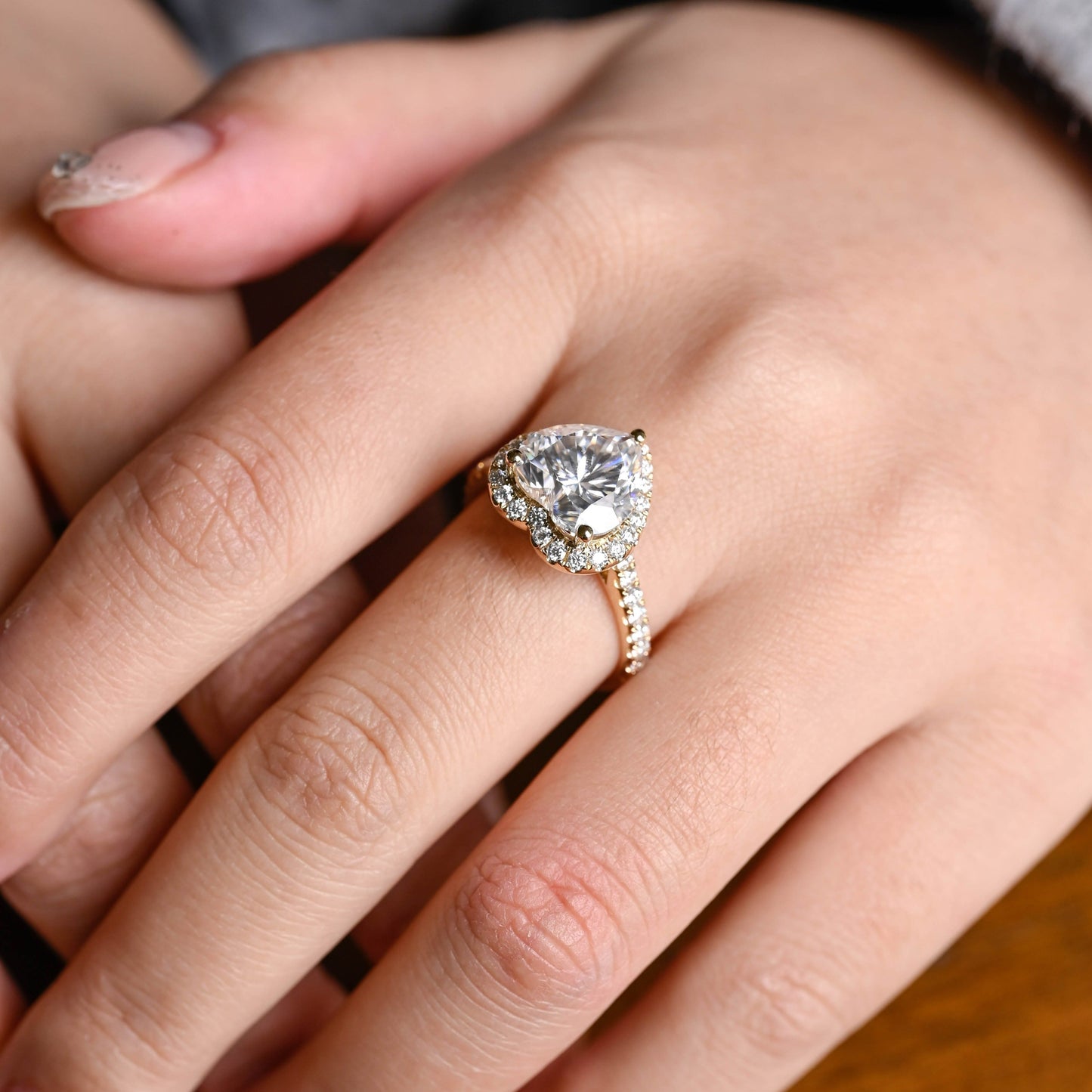 CausYou Heart cut moissanite engagement ring Solid Gold Heart Cut Moissanite Engagement Ring, Wedding Ring, Promise Ring, Gift for Women, Wife