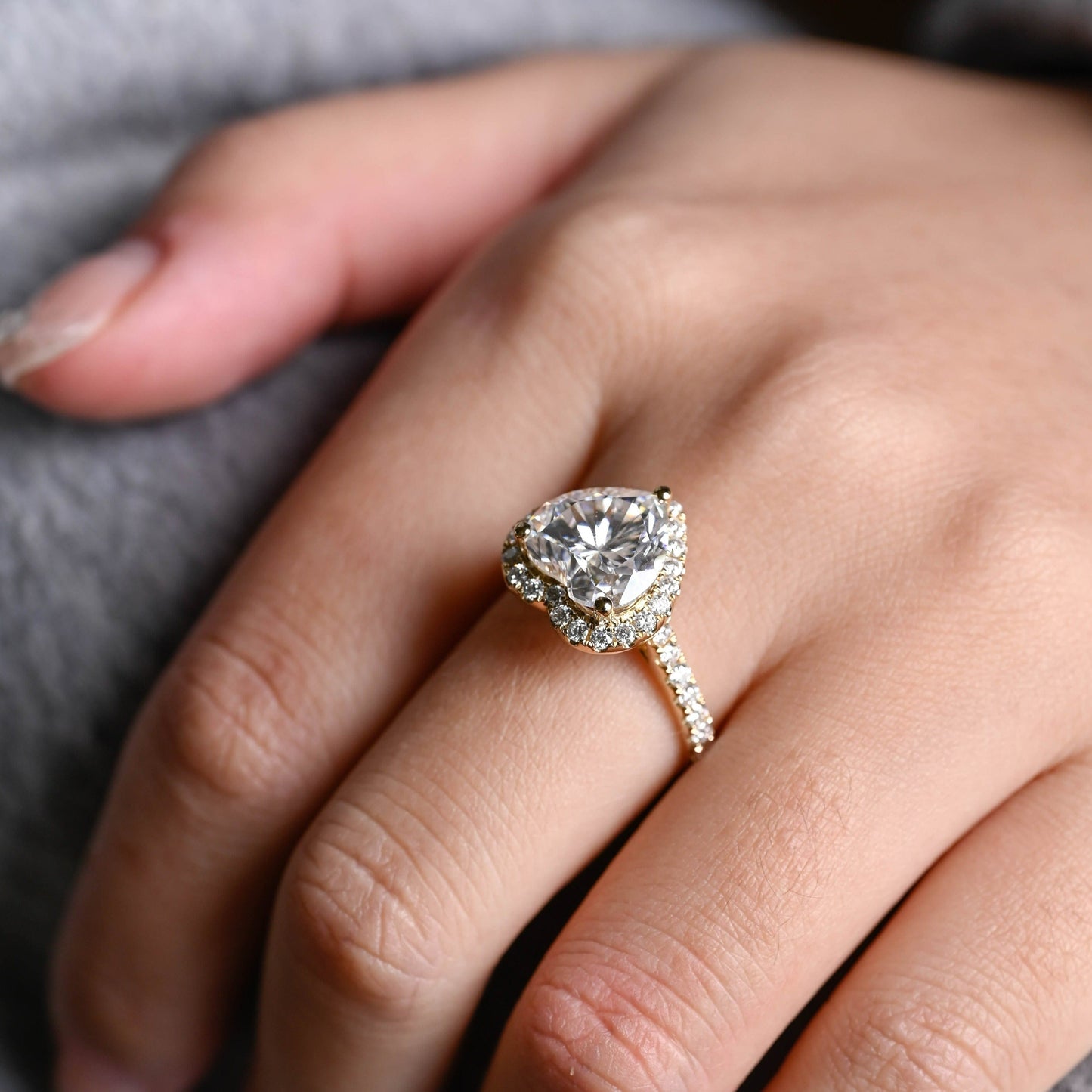 CausYou Heart cut moissanite engagement ring Solid Gold Heart Cut Moissanite Engagement Ring, Wedding Ring, Promise Ring, Gift for Women, Wife