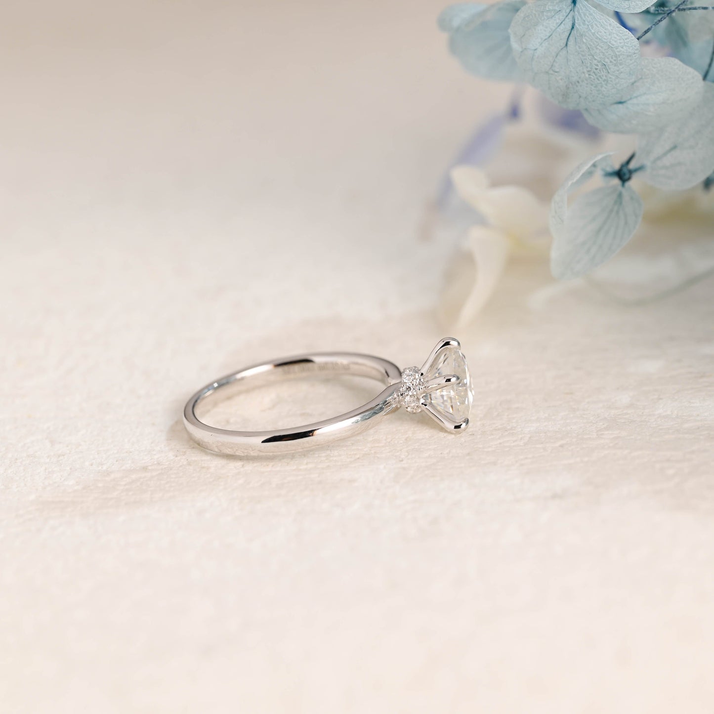 CausYou Heart cut moissanite engagement ring Solid Gold Hidden Halo Heart Cut Moissanite Engagement Ring