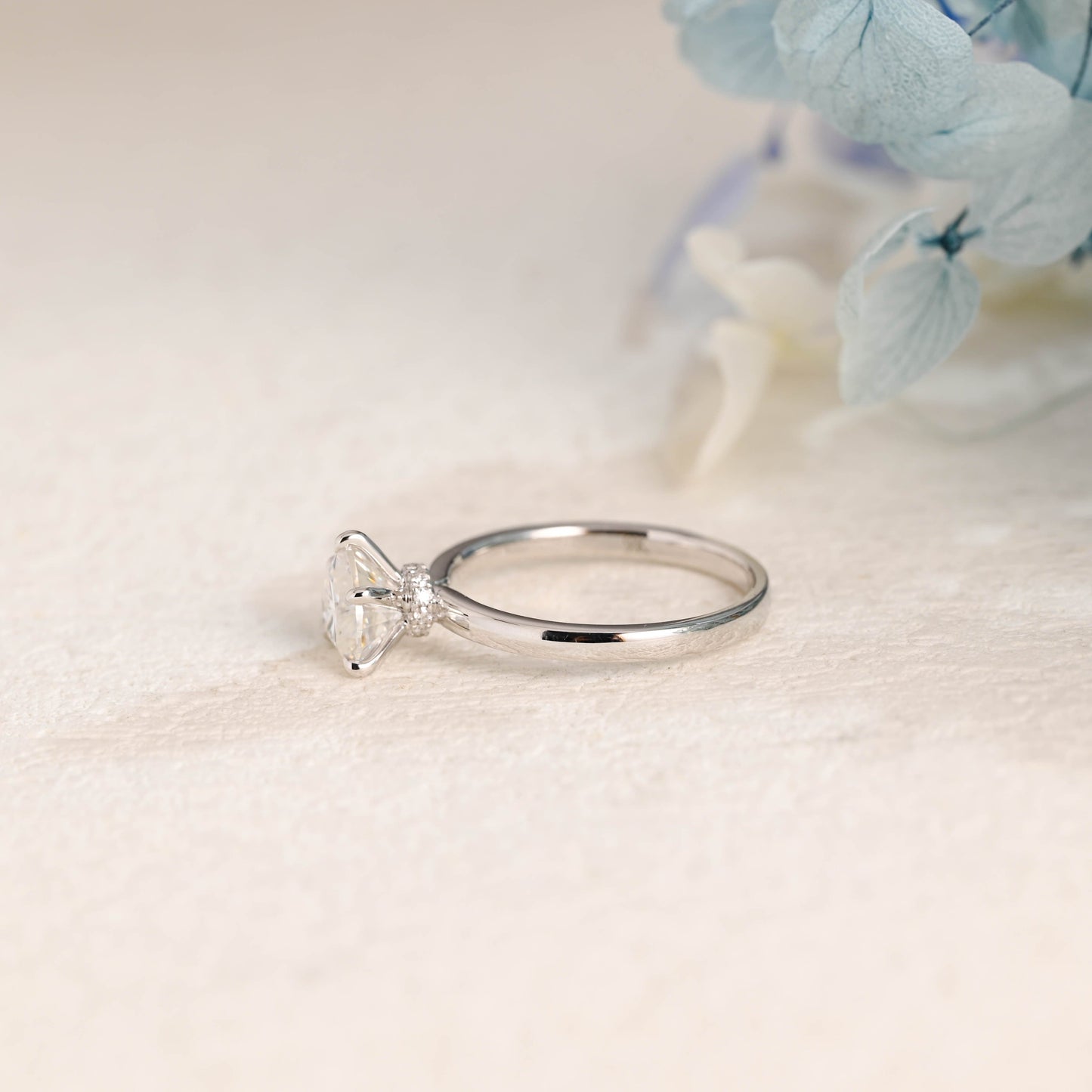 CausYou Heart cut moissanite engagement ring Solid Gold Hidden Halo Heart Cut Moissanite Engagement Ring