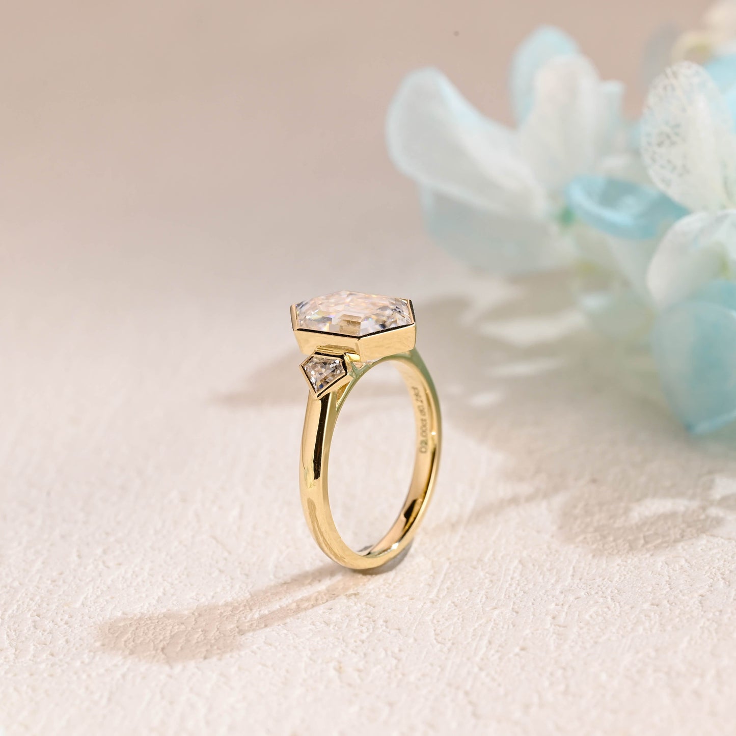 CausYou hexagon cut moissanite engagement ring Solid Gold Hexagon Cut Moissanite Engagement Ring, Promise Ring, Proposal Ring, Gift for Wife