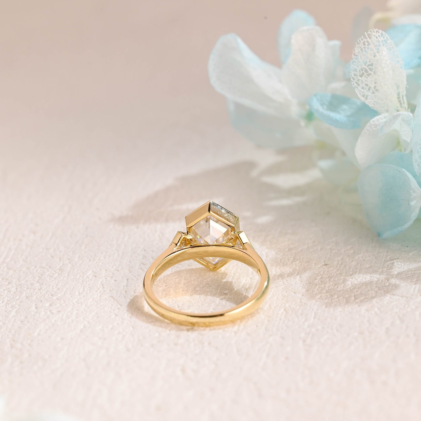 CausYou hexagon cut moissanite engagement ring Solid Gold Hexagon Cut Moissanite Engagement Ring, Promise Ring, Proposal Ring, Gift for Wife