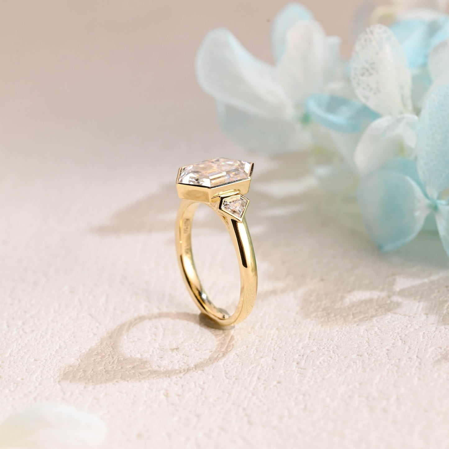 CausYou hexagon cut moissanite engagement ring Solid Gold Hexagon Cut Moissanite Engagement Ring, Promise Ring, Proposal Ring, Gift for Wife