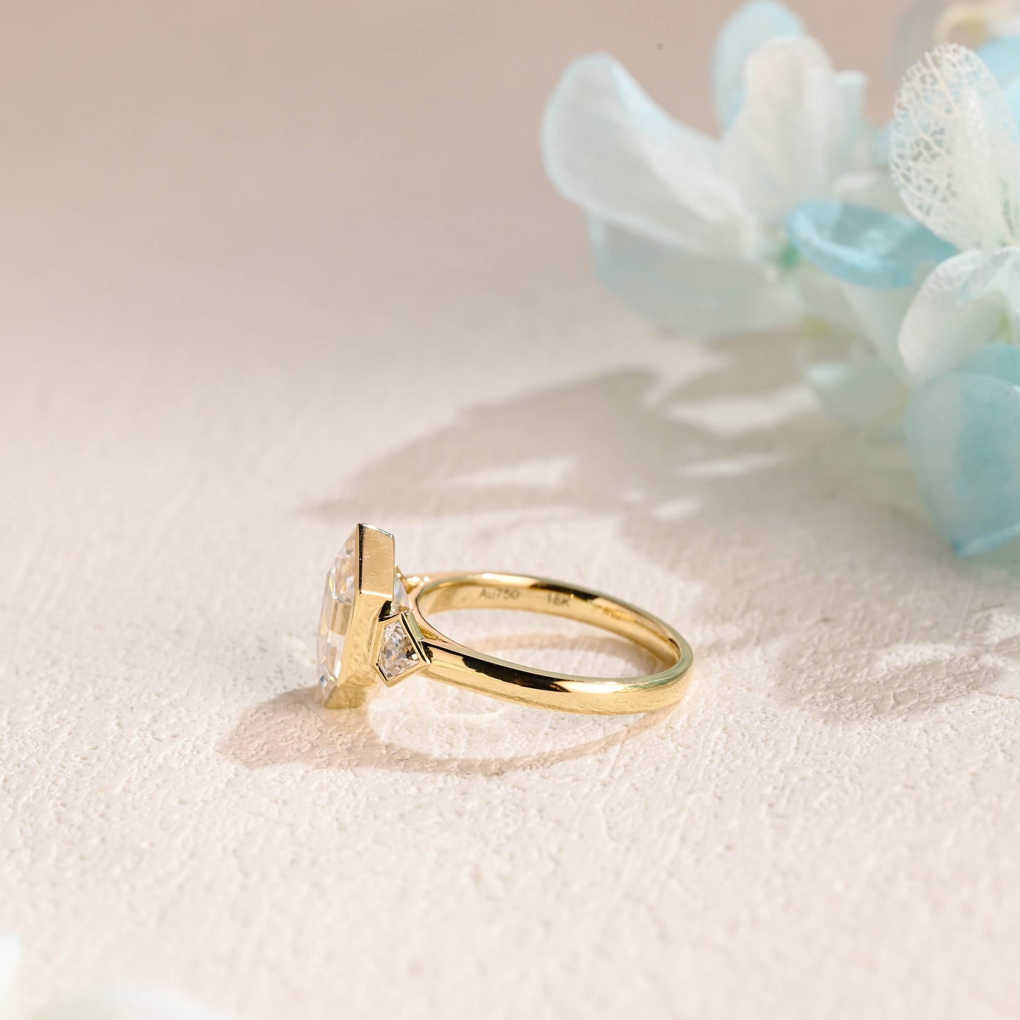 CausYou hexagon cut moissanite engagement ring Solid Gold Hexagon Cut Moissanite Engagement Ring, Promise Ring, Proposal Ring, Gift for Wife
