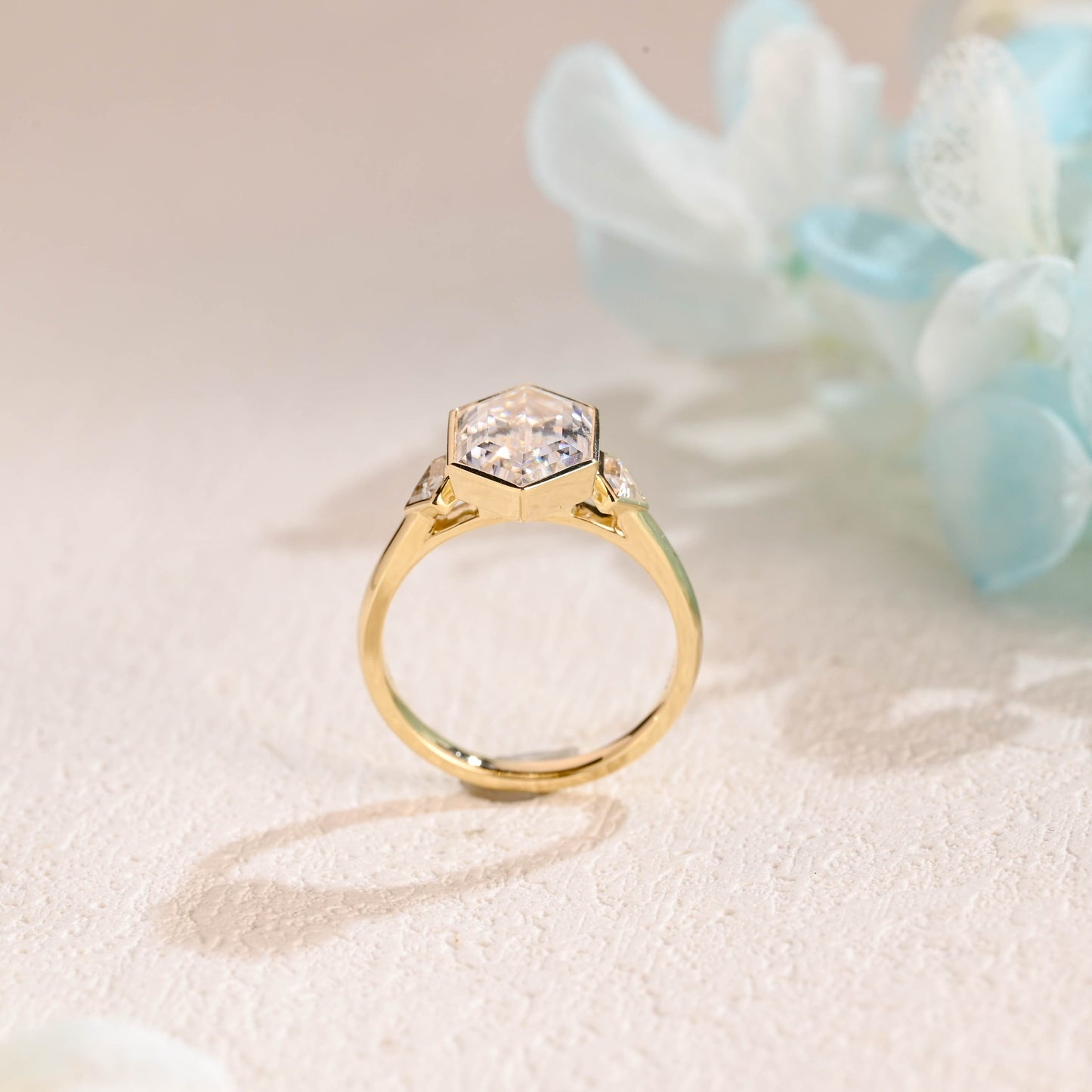 CausYou hexagon cut moissanite engagement ring Solid Gold Hexagon Cut Moissanite Engagement Ring, Promise Ring, Proposal Ring, Gift for Wife