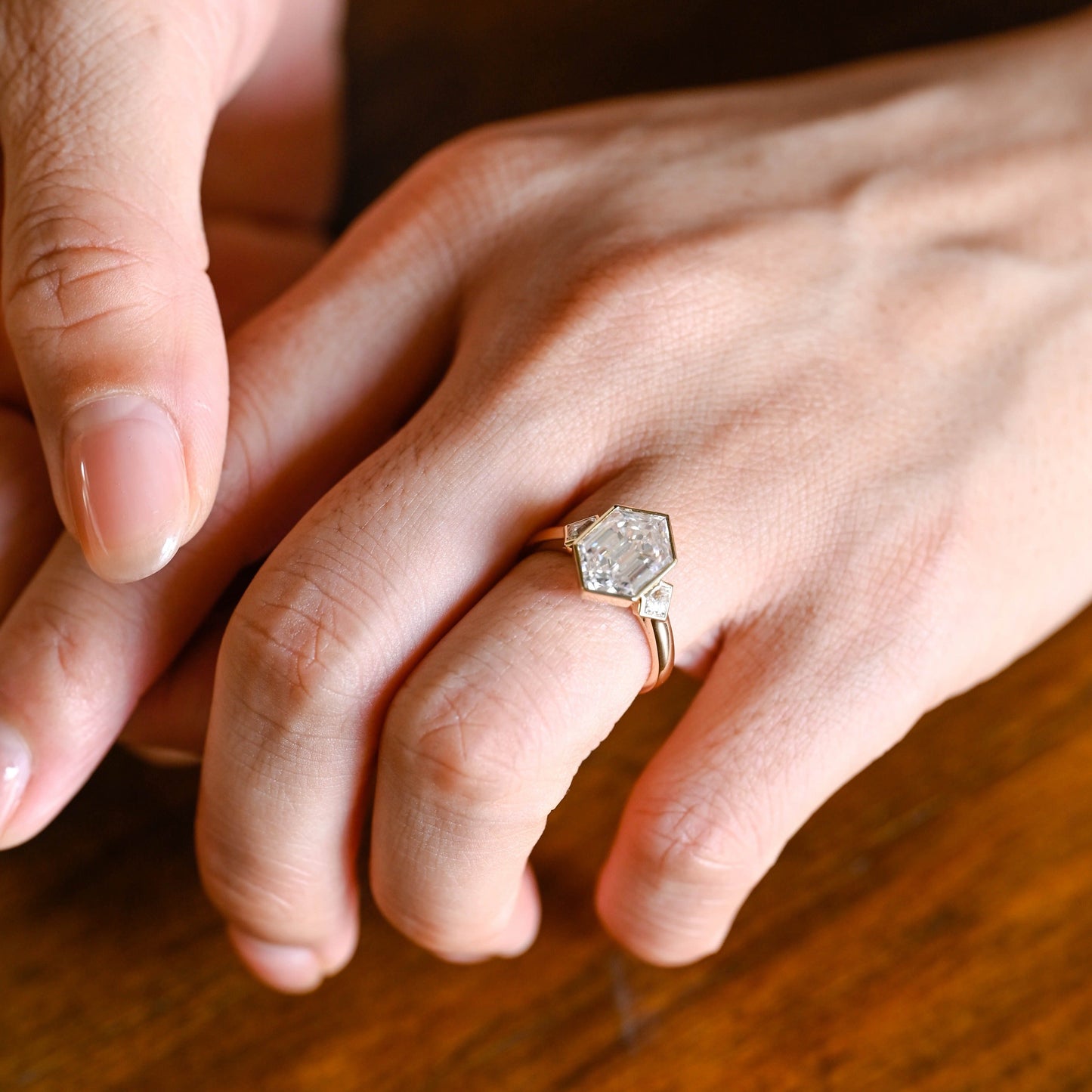 CausYou hexagon cut moissanite engagement ring Solid Gold Hexagon Cut Moissanite Engagement Ring, Promise Ring, Proposal Ring, Gift for Wife