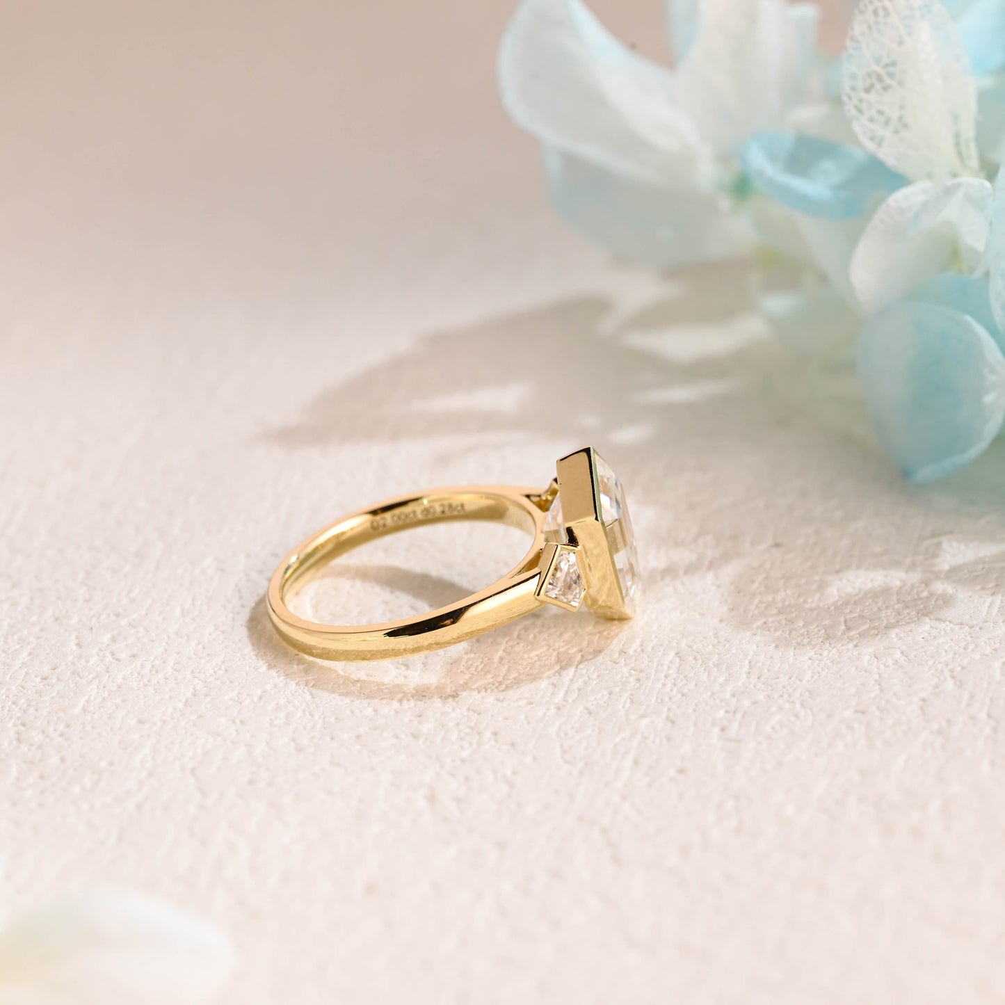 CausYou hexagon cut moissanite engagement ring Solid Gold Hexagon Cut Moissanite Engagement Ring, Promise Ring, Proposal Ring, Gift for Wife
