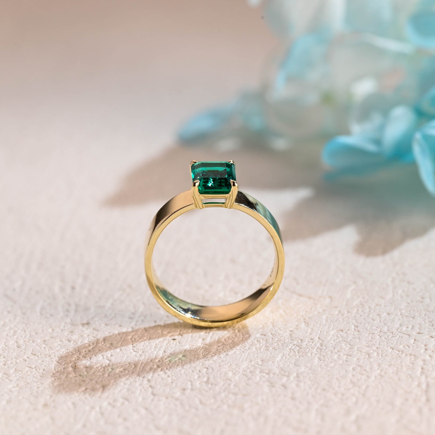 CausYou lab grown emerald engagement ring CausYou 5mm Solid Gold Lab Grown Emerald Engagement Ring, Wedding Proposal Ring for Woman, Wife