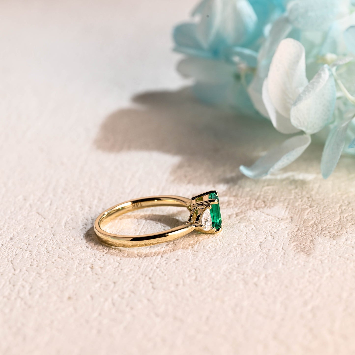 CausYou lab grown emerald engagement ring CausYou Solid Gold Lab Grown Emerald Engagement Ring, Promise Ring, Proposal Ring, Gift for Woman, Wife