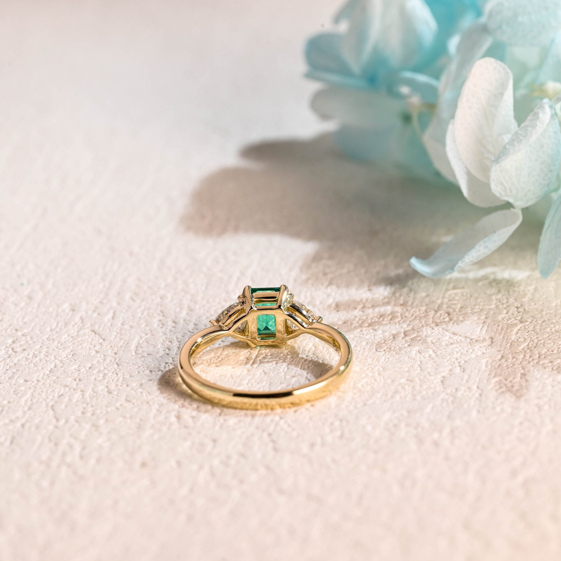 CausYou lab grown emerald engagement ring CausYou Solid Gold Lab Grown Emerald Engagement Ring, Promise Ring, Proposal Ring, Gift for Woman, Wife
