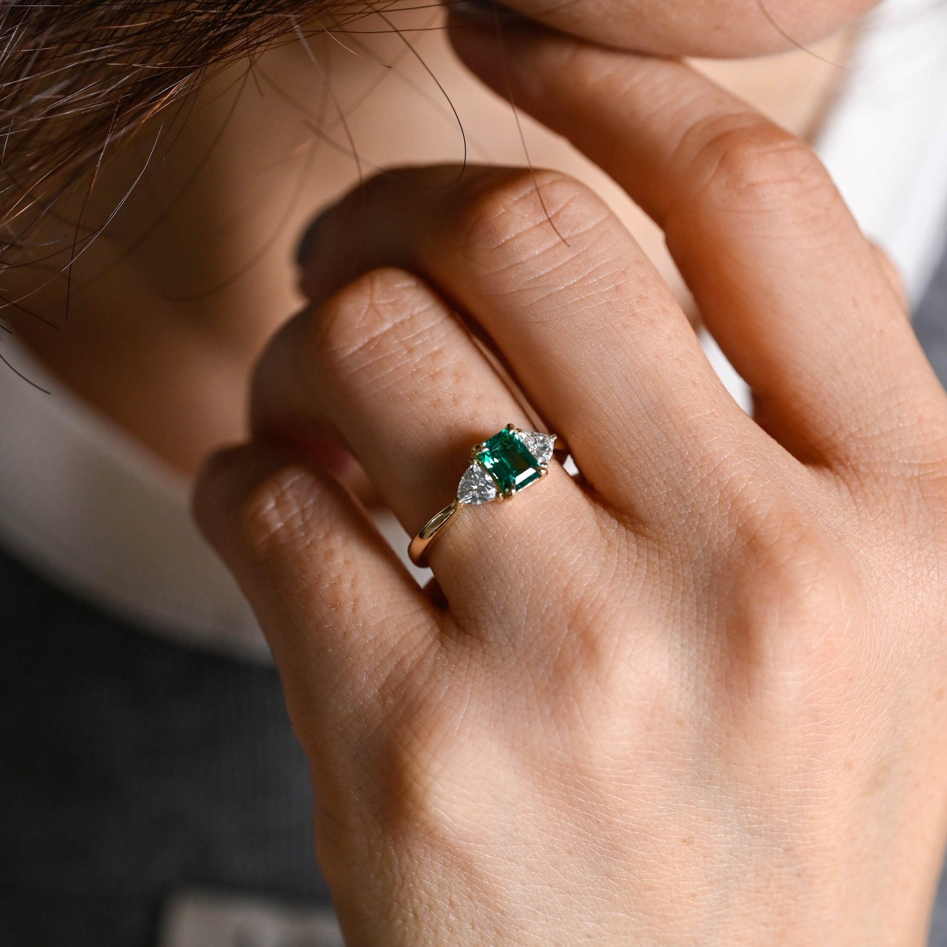 CausYou lab grown emerald engagement ring CausYou Solid Gold Lab Grown Emerald Engagement Ring, Promise Ring, Proposal Ring, Gift for Woman, Wife