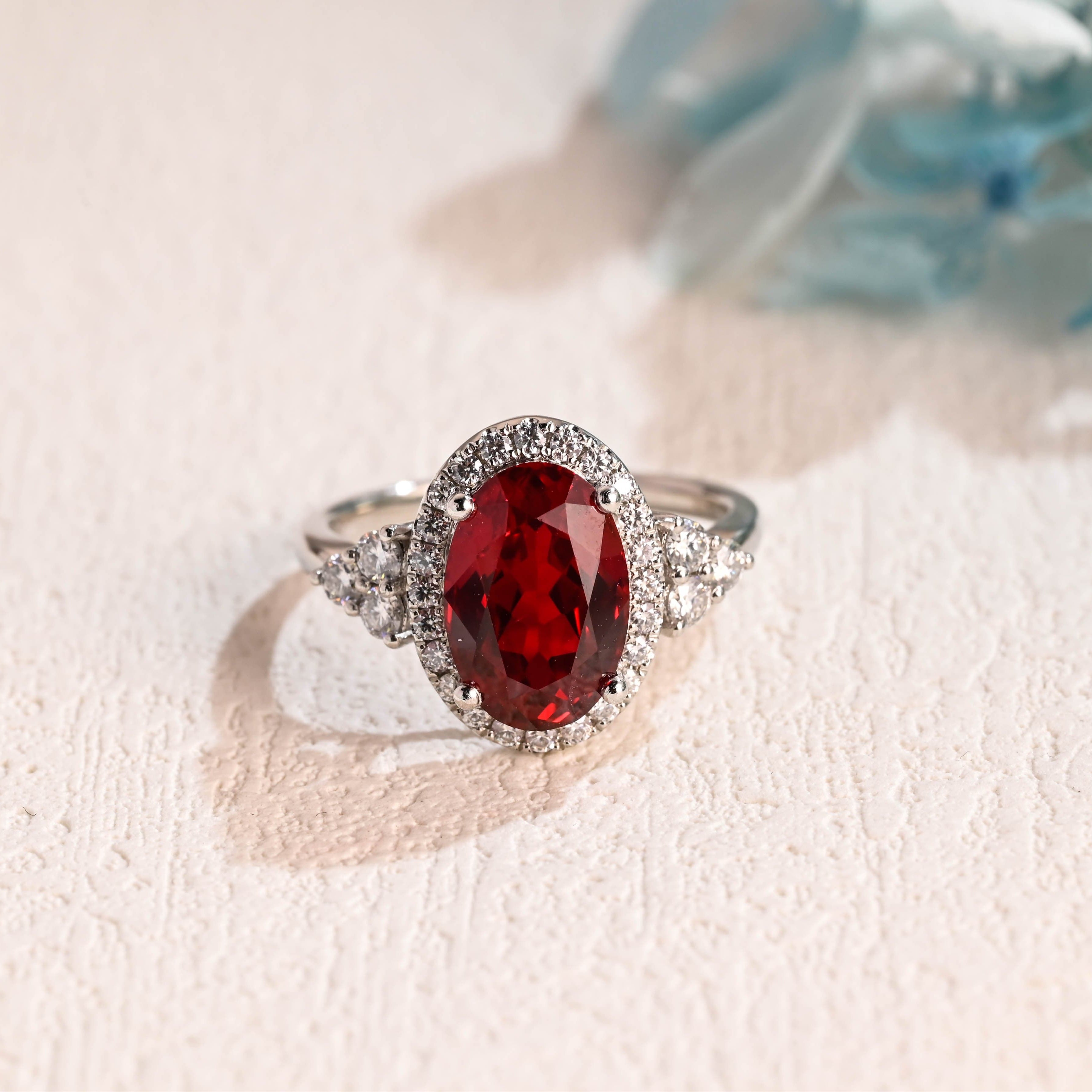 Round Ruby Ring, Lab Created Ruby and Emerald ring, Women's Promise shops ring, Diamond engagement Ring, Ring for wife, Gift for her, Dainty Ring