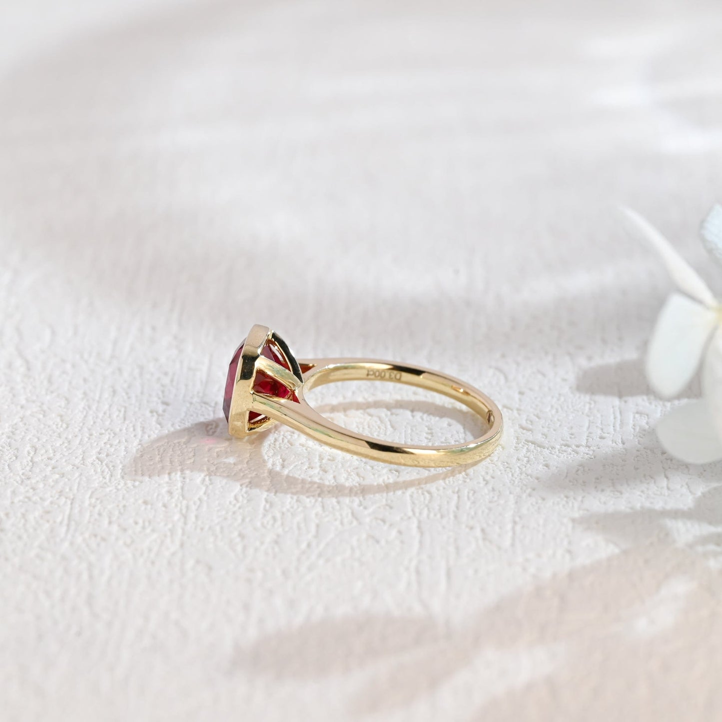 CausYou lab grown sapphire engagement ring CausYou Solid Gold Crushed Ice Lab Grown Ruby Cushion Cut Engagement Ring, Bezel Cathedral Promise Ring, Proposal Ring, Gift for Woman, Wife
