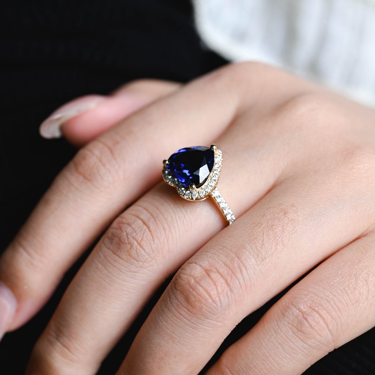 CausYou lab grown sapphire engagement ring Solid Gold Heart Cut Lab-grown Sapphire Engagement Ring, Promise Ring, Gift for Women, Wife