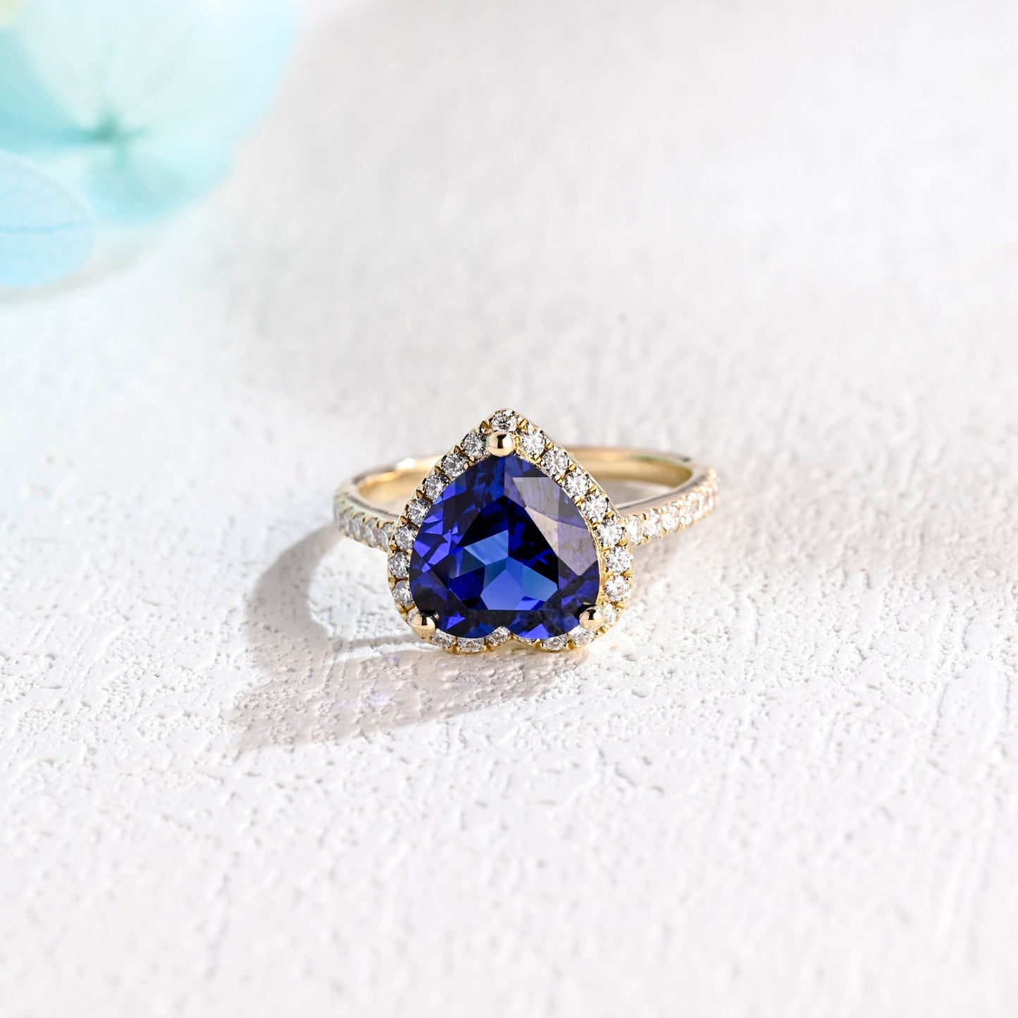 CausYou lab grown sapphire engagement ring Solid Gold Heart Cut Lab-grown Sapphire Engagement Ring, Promise Ring, Gift for Women, Wife