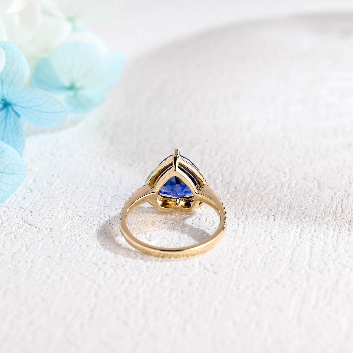 CausYou lab grown sapphire engagement ring Solid Gold Heart Cut Lab-grown Sapphire Engagement Ring, Promise Ring, Gift for Women, Wife