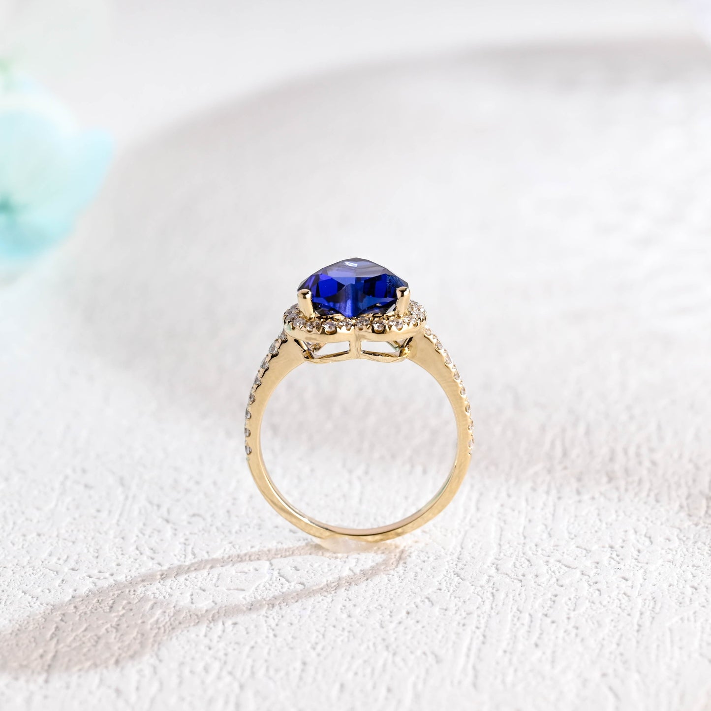 CausYou lab grown sapphire engagement ring Solid Gold Heart Cut Lab-grown Sapphire Engagement Ring, Promise Ring, Gift for Women, Wife