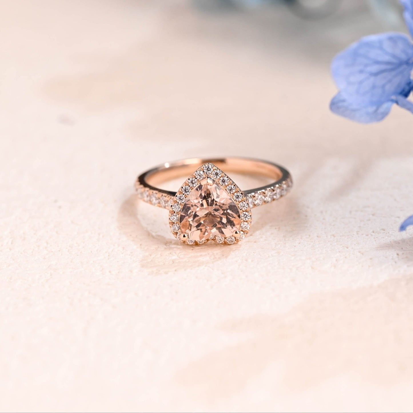 CausYou lab grown sapphire engagement ring Solid Gold Heart Cut Lab Pink Sapphire Engagement Ring Cathedral Ring