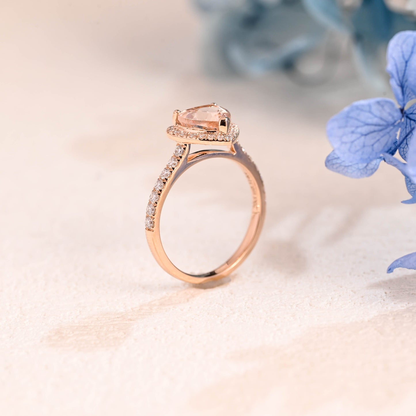 CausYou lab grown sapphire engagement ring Solid Gold Heart Cut Lab Pink Sapphire Engagement Ring Cathedral Ring