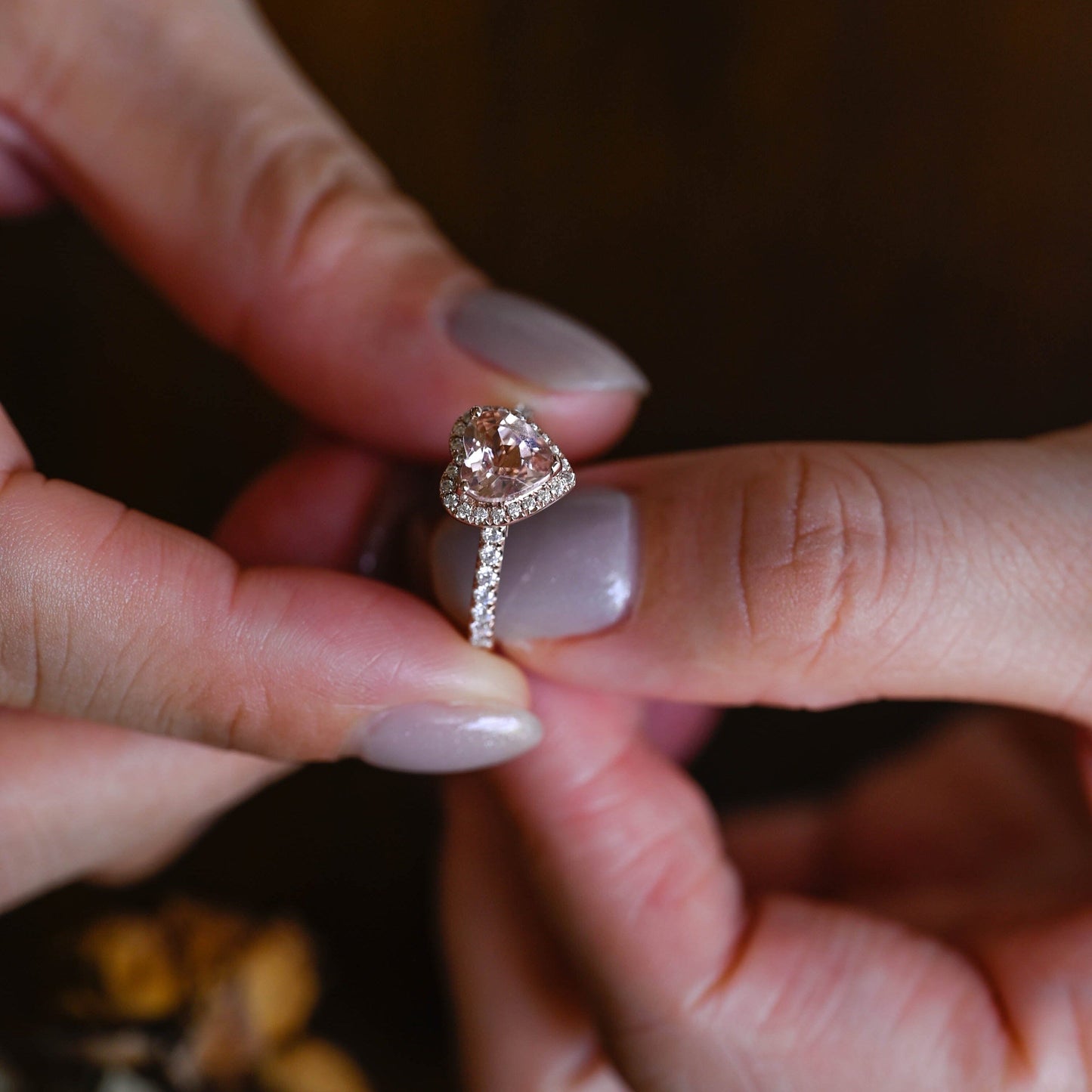 CausYou lab grown sapphire engagement ring Solid Gold Heart Cut Lab Pink Sapphire Engagement Ring Cathedral Ring