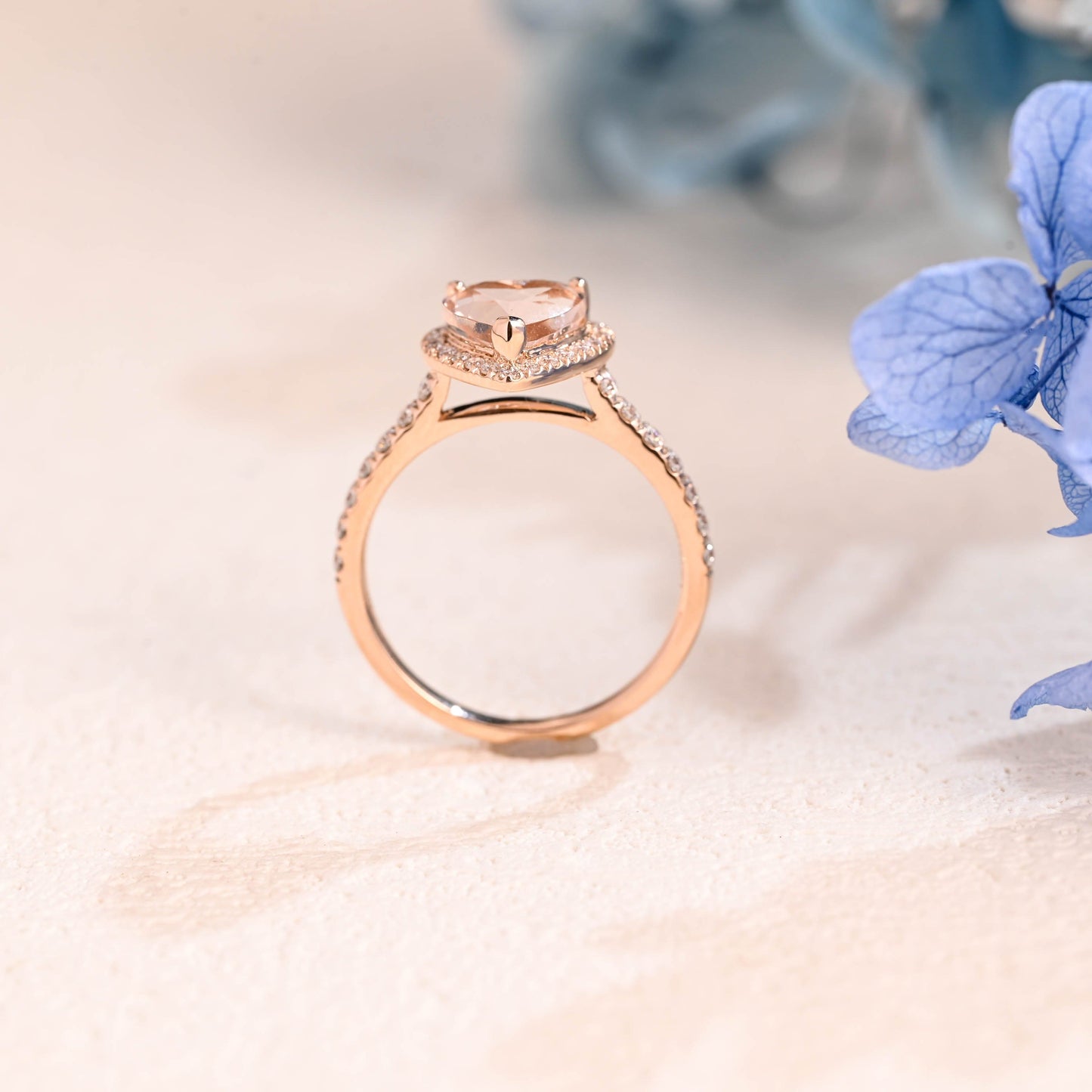 CausYou lab grown sapphire engagement ring Solid Gold Heart Cut Lab Pink Sapphire Engagement Ring Cathedral Ring