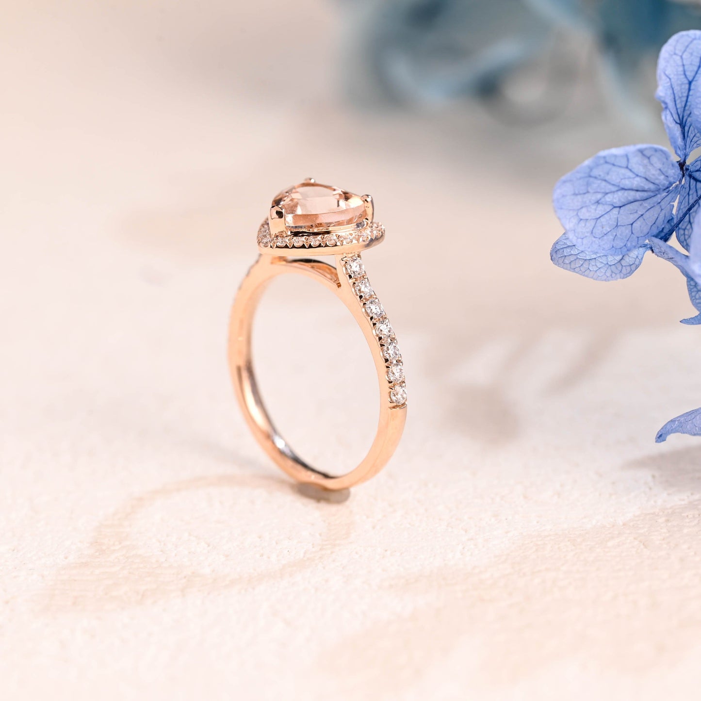 CausYou lab grown sapphire engagement ring Solid Gold Heart Cut Lab Pink Sapphire Engagement Ring Cathedral Ring