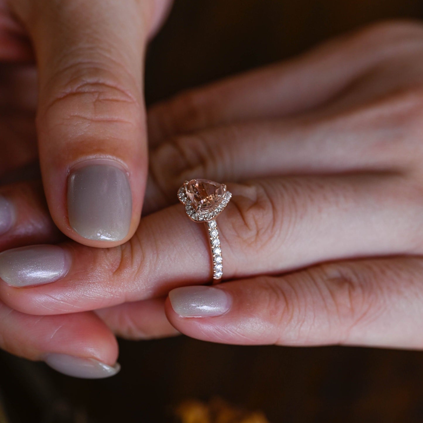 CausYou lab grown sapphire engagement ring Solid Gold Heart Cut Lab Pink Sapphire Engagement Ring Cathedral Ring