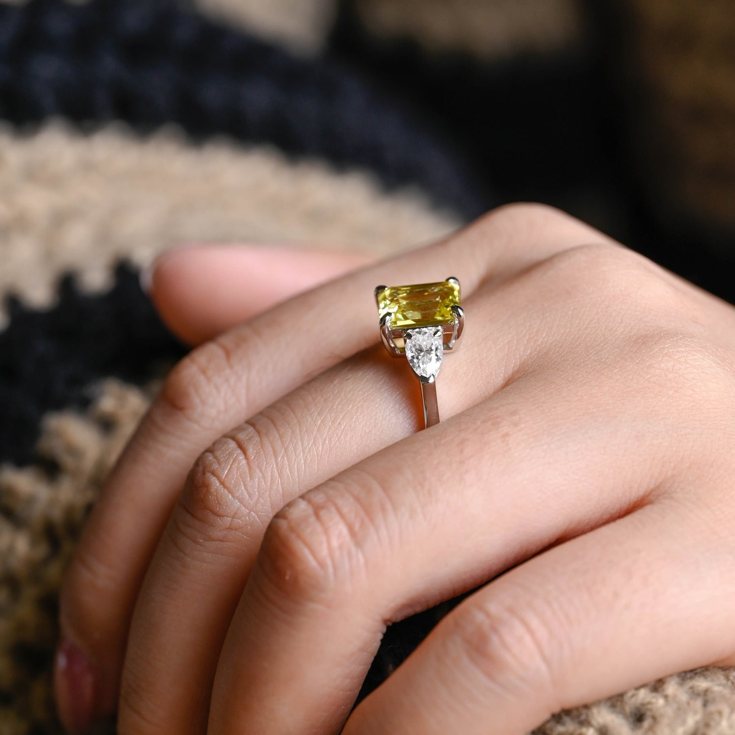 CausYou lab grown sapphire engagement ring Solid Gold Lab Grown Yellow Sapphire Radiant Cut Engagement Ring, Promise Ring, Proposal Ring