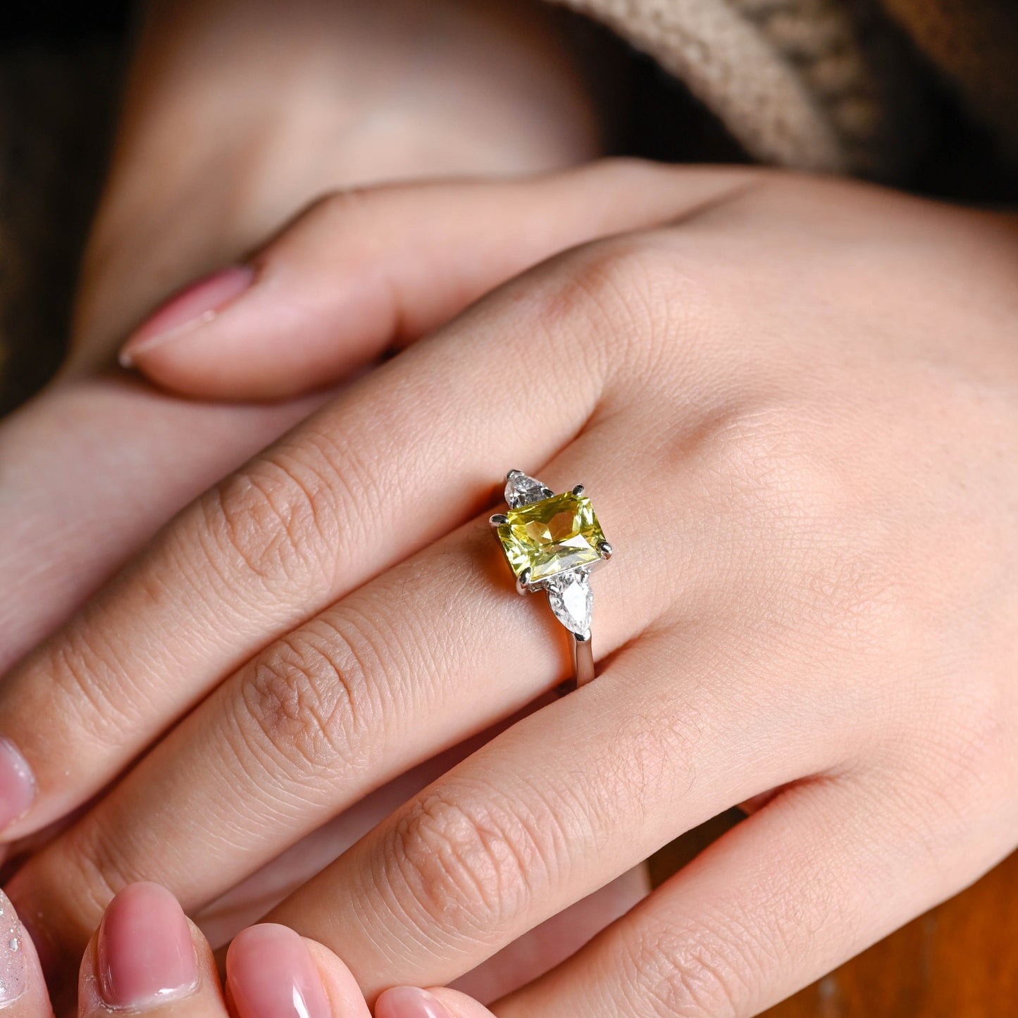 CausYou lab grown sapphire engagement ring Solid Gold Lab Grown Yellow Sapphire Radiant Cut Engagement Ring, Promise Ring, Proposal Ring