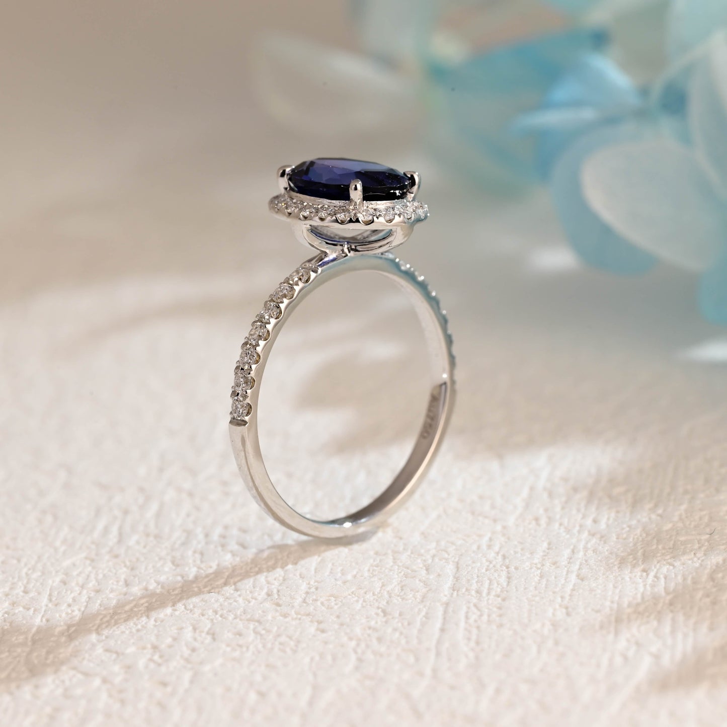 CausYou lab grown sapphire engagement ring Solid Gold Oval Cut Lab Grown Sapphire Engagement Ring, Promise Ring, Gift for Women Wife