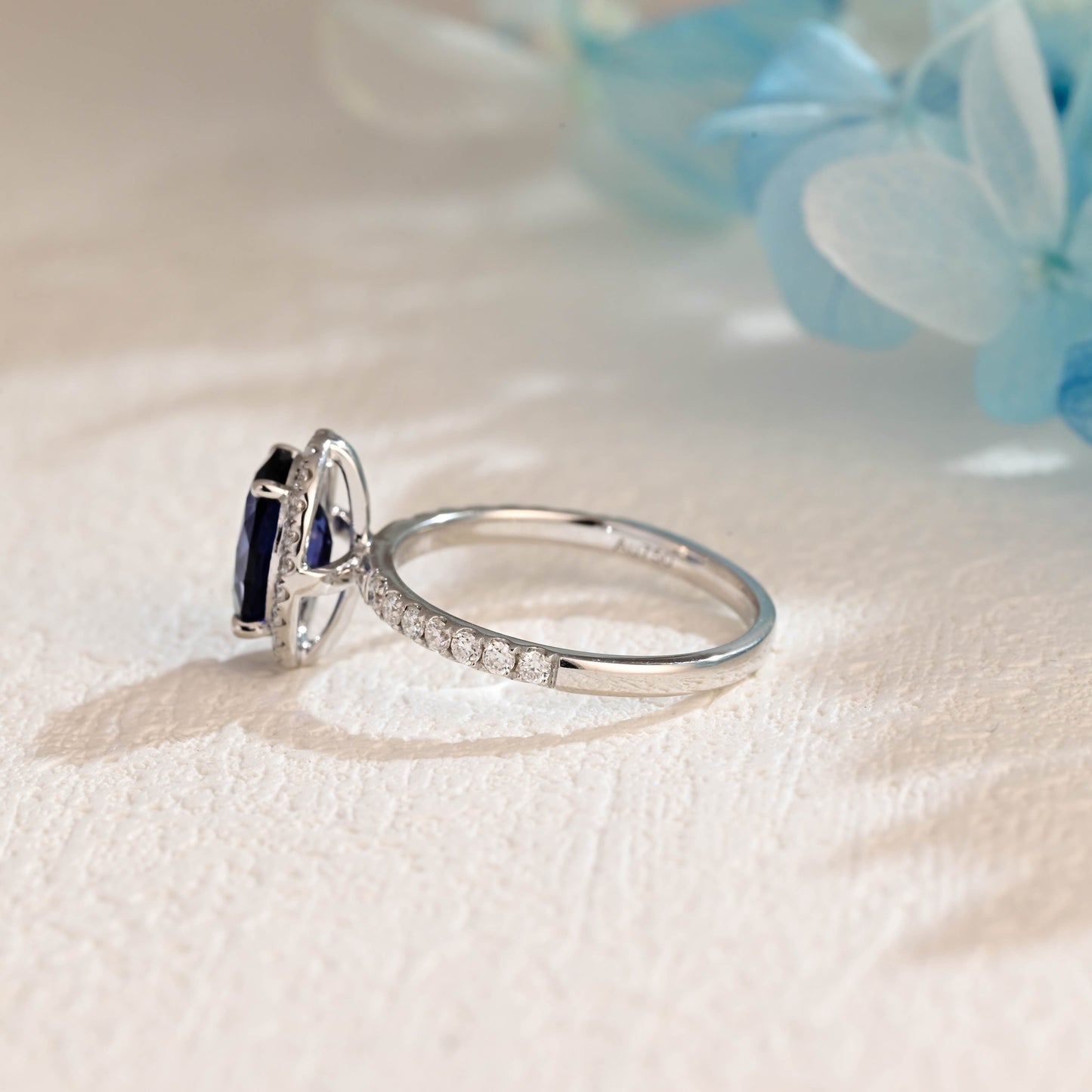 CausYou lab grown sapphire engagement ring Solid Gold Oval Cut Lab Grown Sapphire Engagement Ring, Promise Ring, Gift for Women Wife